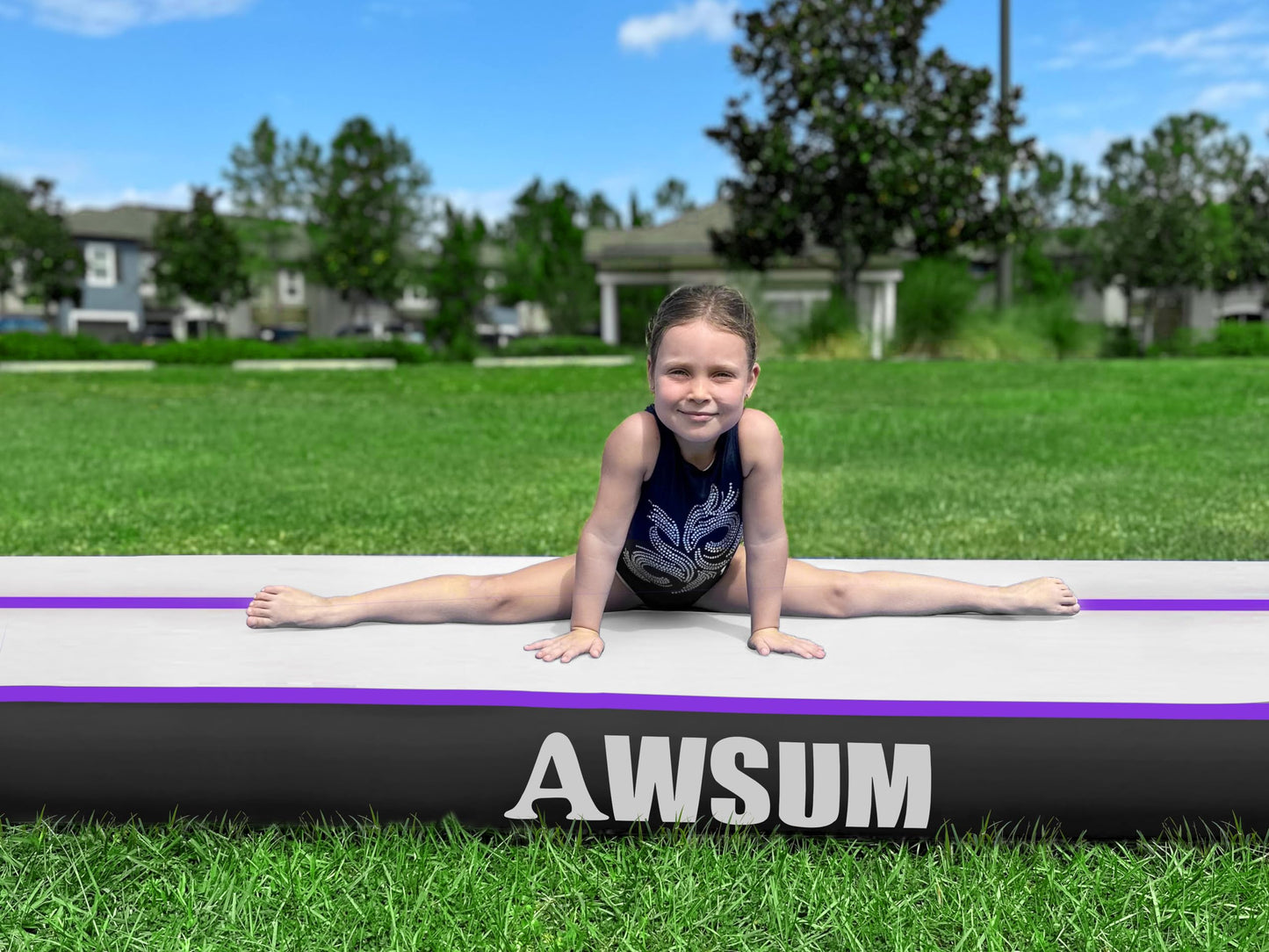 AWSUM Inflatable Air Gymnastics Mat 10ft/13ft/16ft/20ft/23ft Training mat 4/8 inches Thick tumbling mat with Electric Pump for Home/Gym/Outdoor