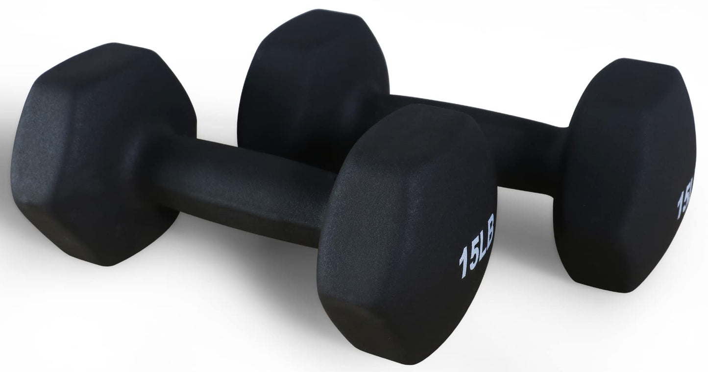 Neoprene Dumbbell Hand Weights, Anti-Slip, Anti-roll, Hex Shape Colorful, Pair or Set with Stand