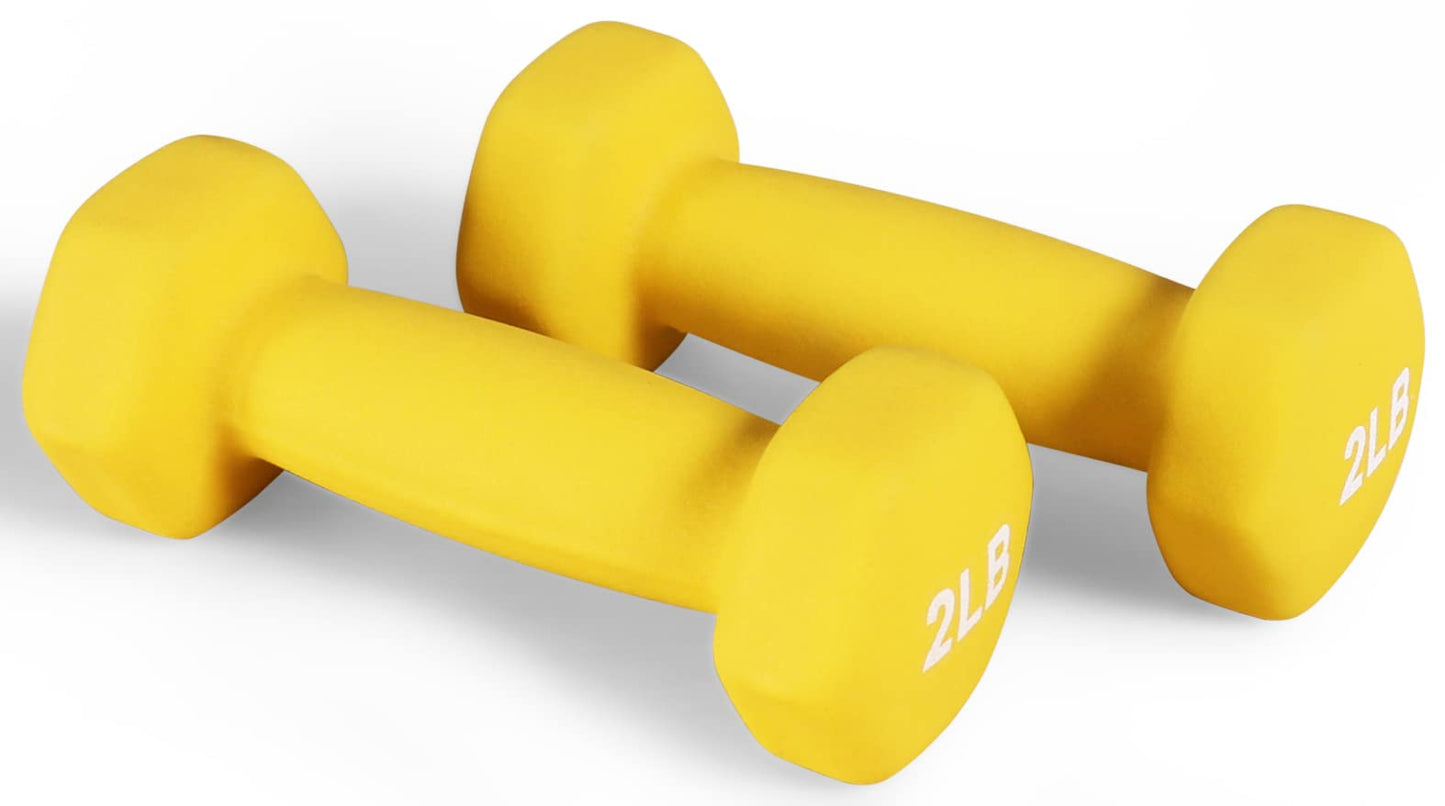 Neoprene Dumbbell Hand Weights, Anti-Slip, Anti-roll, Hex Shape Colorful, Pair or Set with Stand