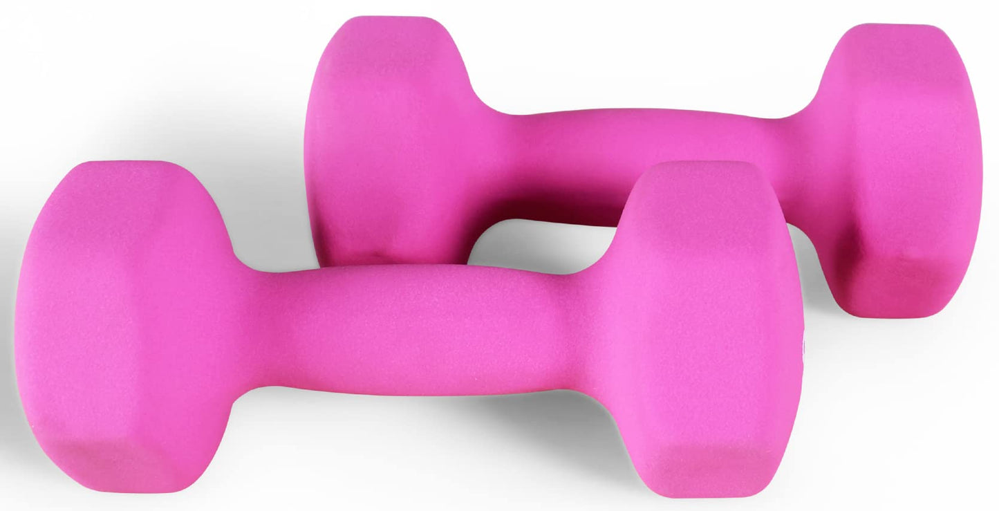 Neoprene Dumbbell Hand Weights, Anti-Slip, Anti-roll, Hex Shape Colorful, Pair or Set with Stand