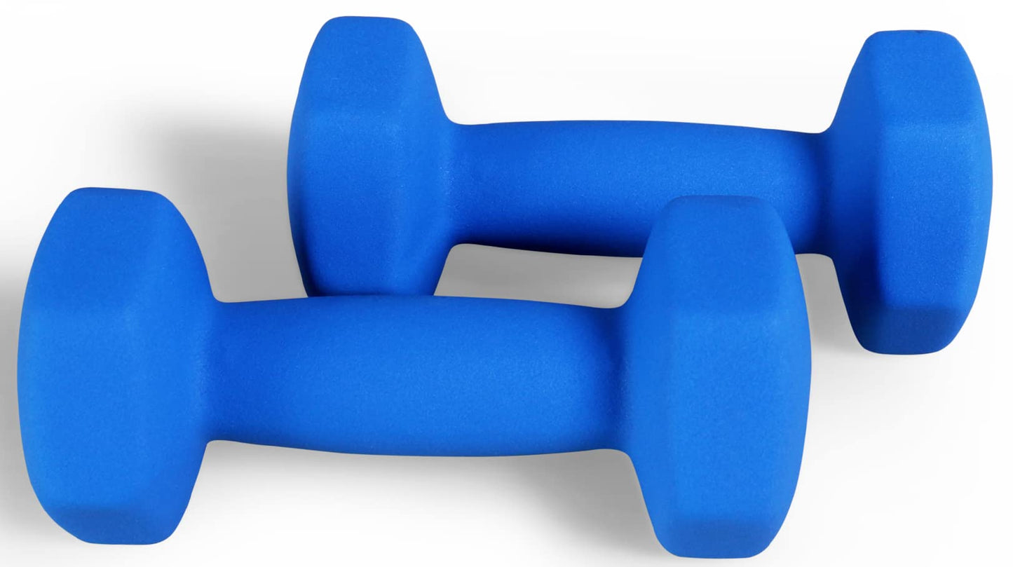 Neoprene Dumbbell Hand Weights, Anti-Slip, Anti-roll, Hex Shape Colorful, Pair or Set with Stand