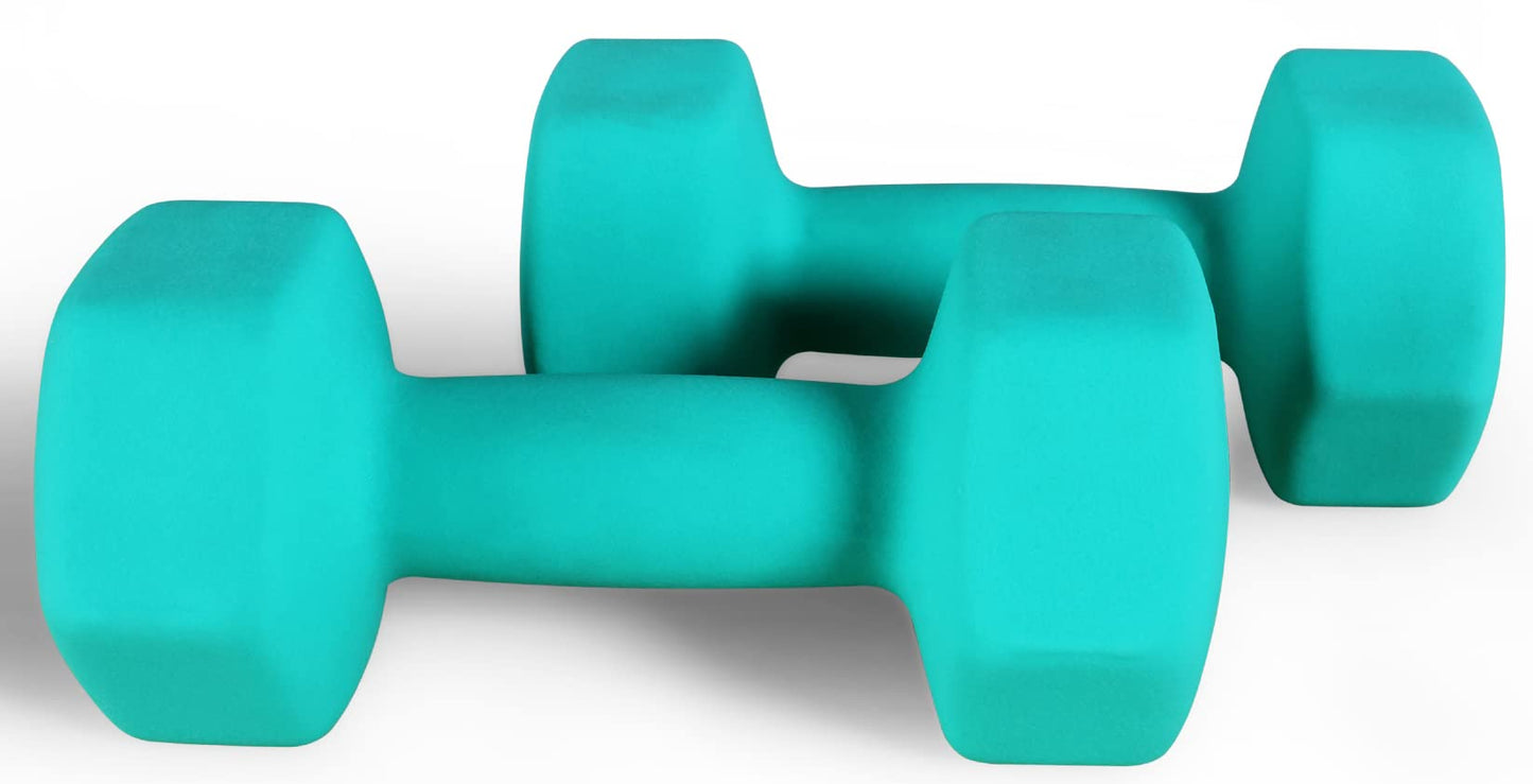 Neoprene Dumbbell Hand Weights, Anti-Slip, Anti-roll, Hex Shape Colorful, Pair or Set with Stand