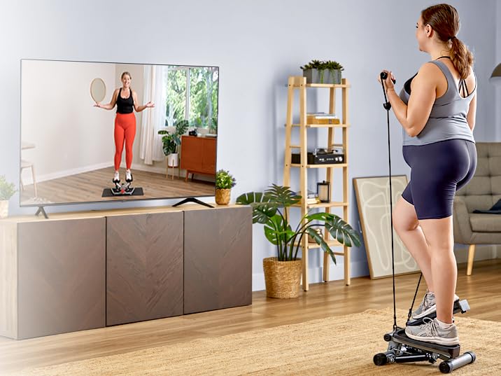 Sunny Health & Fitness Mini Steppers for Exercise at Home, Stair Step Workout Machine with Optional Resistance Bands, Full Body Cardio Equipment, Optional Free SunnyFit App Connection Smart Stepper