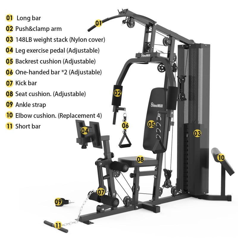 SincMill Home Gym Multifunctional Full Body Workout Equipment for Home Exercise Fitness