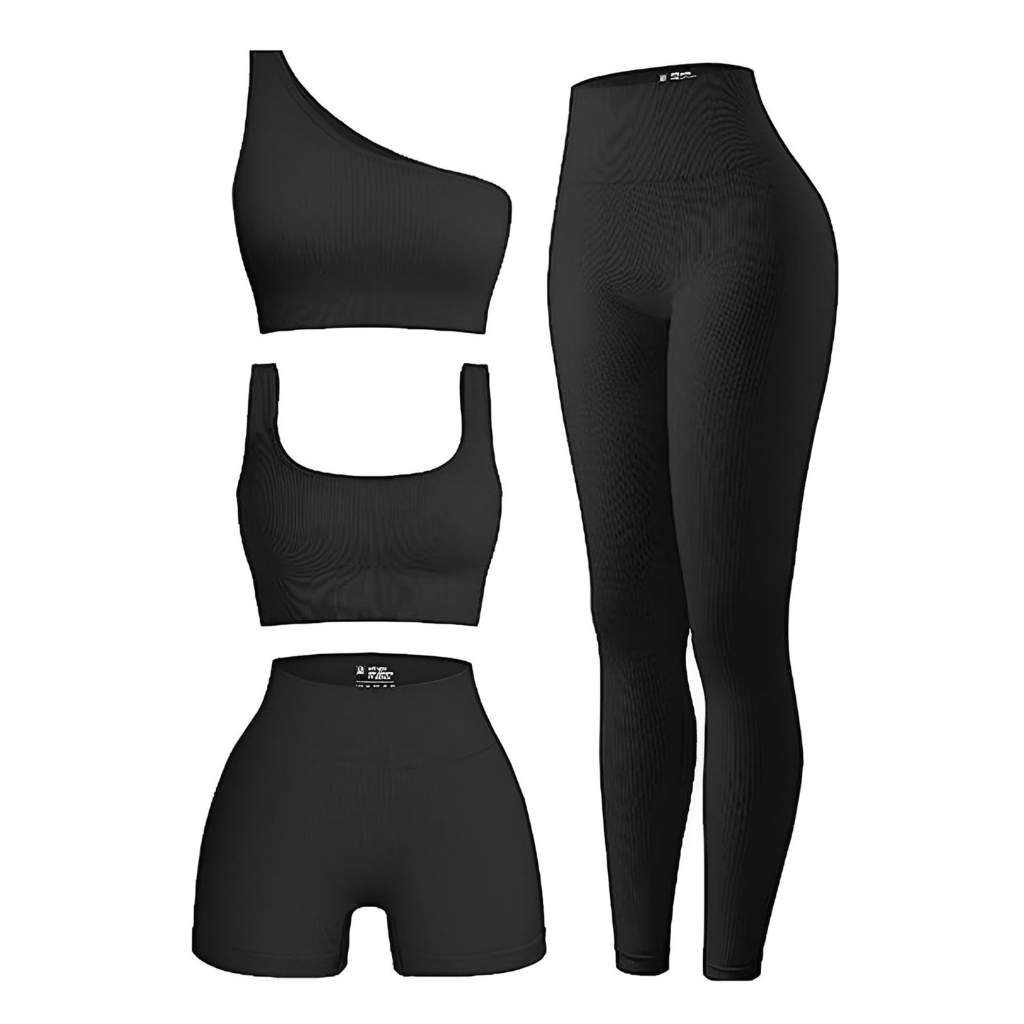 4 Piece Workout Sets For Women Ribbed Leggings Clothes Yoga Sets Active Wear Matching Work Out Sets Gym Pilates Outfits