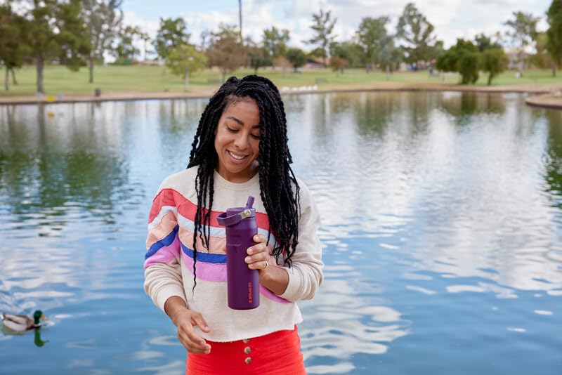 Stanley IceFlow Flip Straw 2.0 Water Bottle 24 OZ | Built-In Straw with Larger Opening | Lightweight & Leak-Resistant | Insulated Stainless Steel | BPA-Free | Lilac