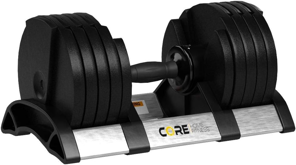 Core Fitness® Adjustable Dumbbell Weight Set by Affordable Dumbbells - Space Saver - Dumbbells for Your Home