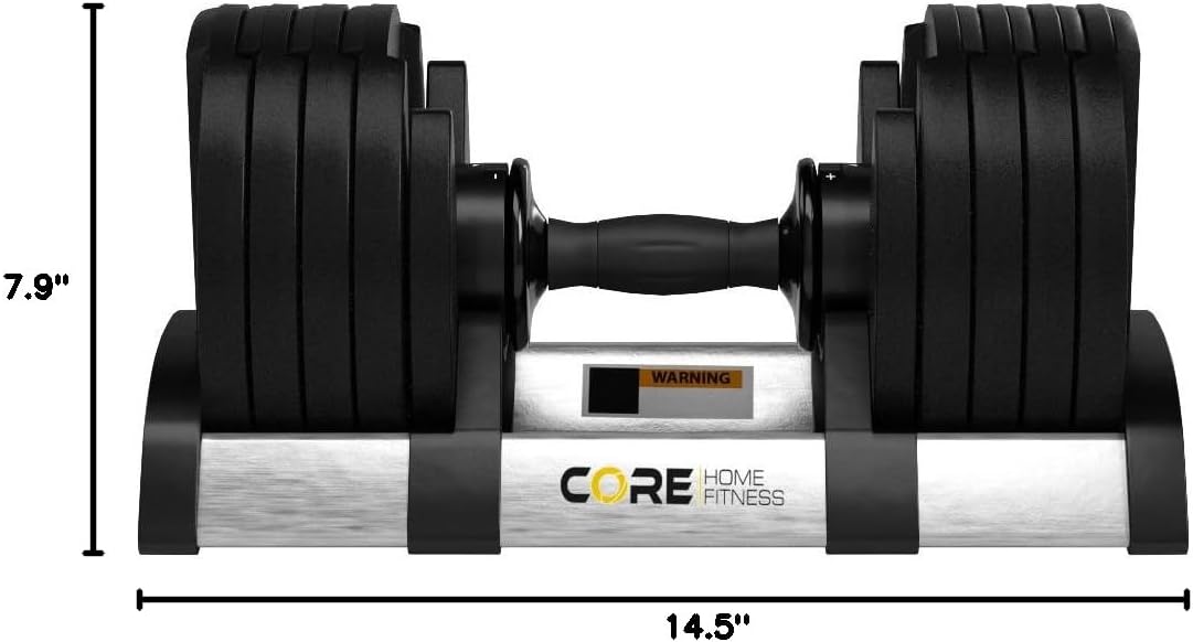 Core Fitness® Adjustable Dumbbell Weight Set by Affordable Dumbbells - Space Saver - Dumbbells for Your Home