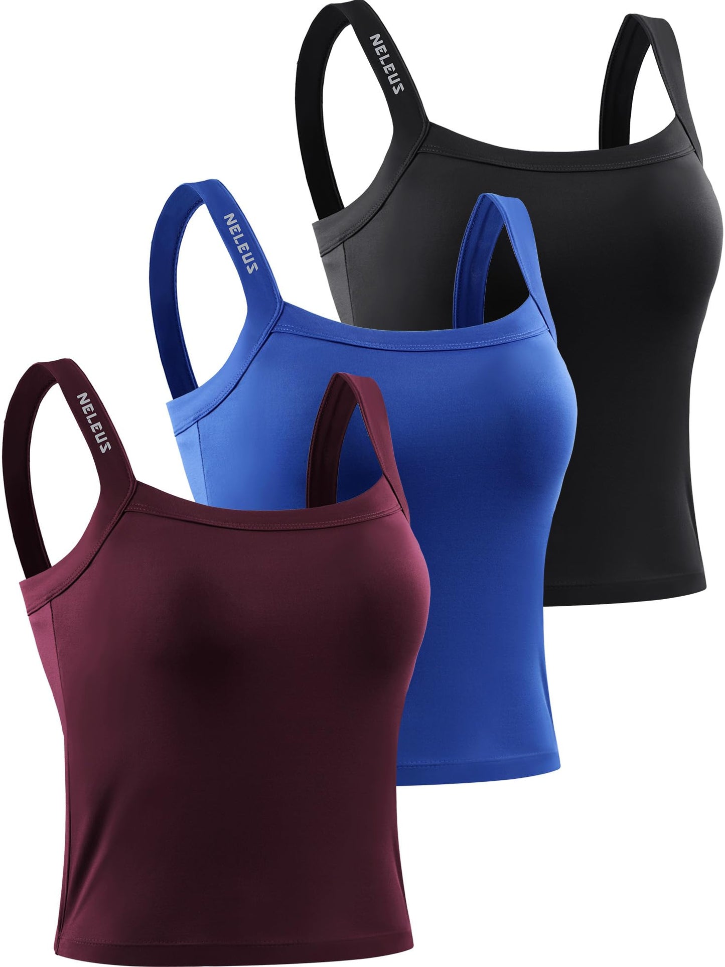 NELEUS Women's 3 Pack Athletic Compression Tank Top with Sport Bra Running Shirt