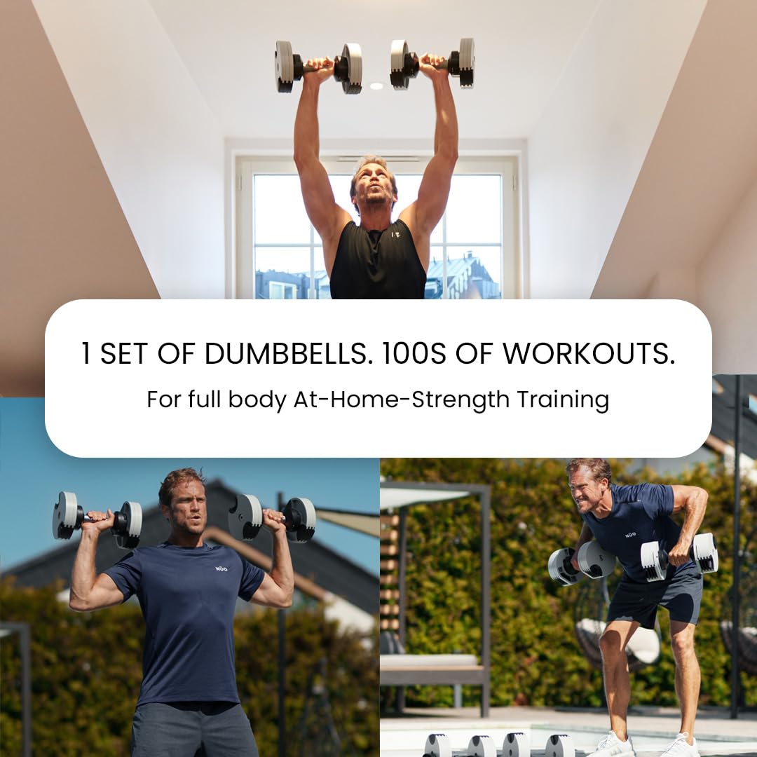 NUOBELL Adjustable Dumbbells Pair 5-80 lbs: the Adjustable Dumbbell Set and Free Weight Set to Replace 16 Sets of Dumbells. Add Nuobell Weights Dumbbells Set to Your Home Gym for Weight Bench and Dumbbell Bench Press Exercise.