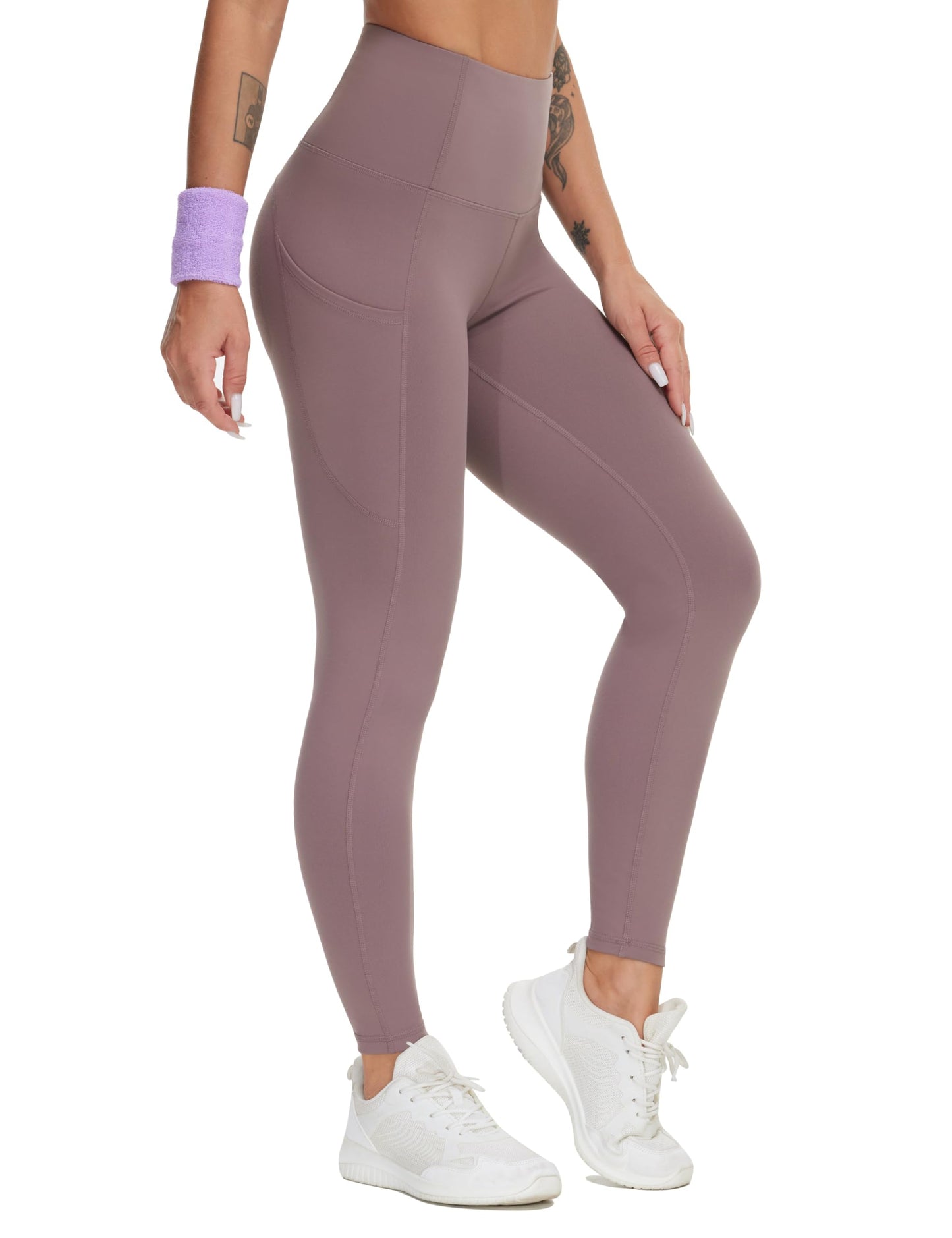 THE GYM PEOPLE Thick High Waist Yoga Pants with Pockets, Tummy Control Workout Running Yoga Leggings for Women