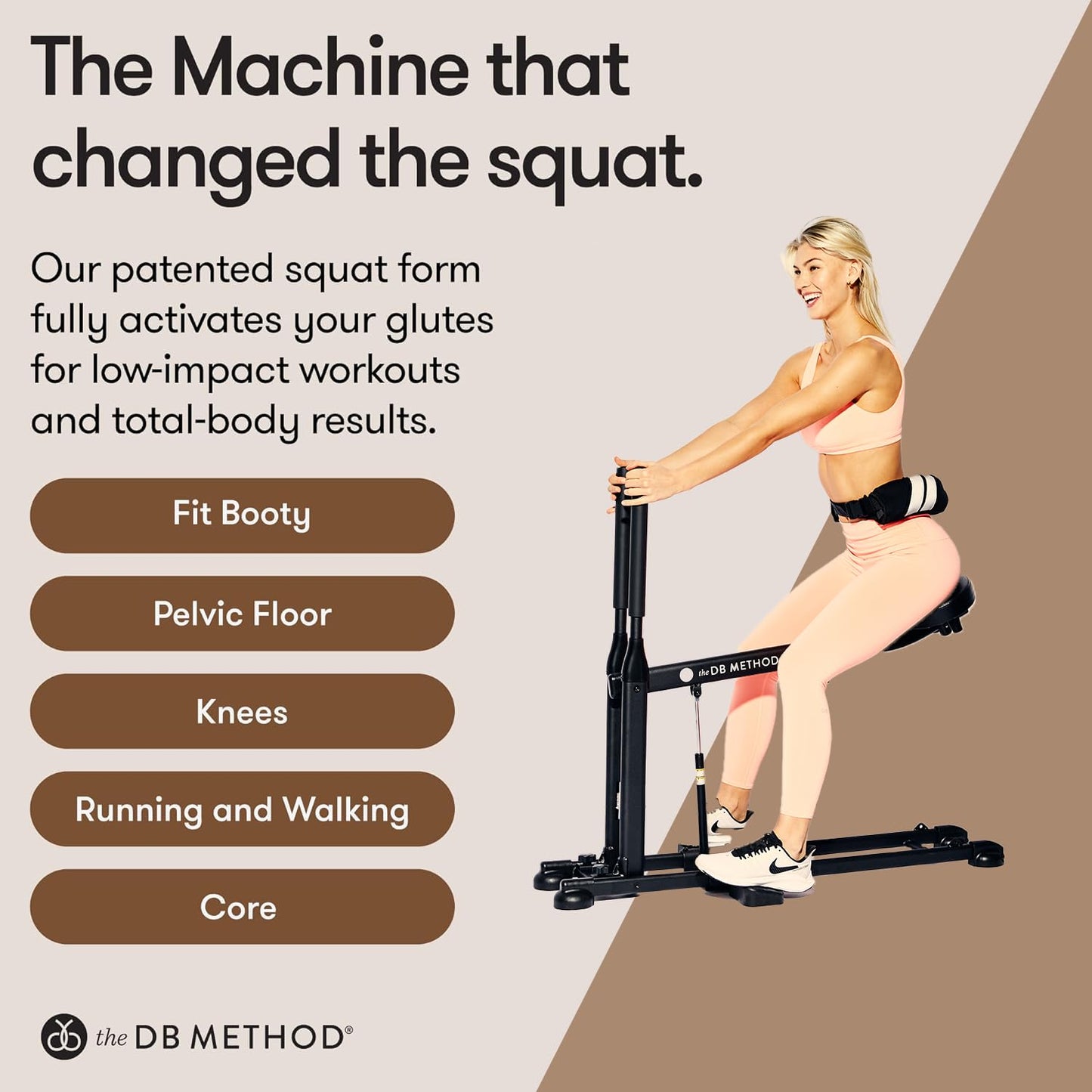 The DB Method Squat Machine, Workout Equipment for Home Gym, Exercise Leg and Glutes, Low Impact Lower Body Fitness Workouts, Training for Total-Body, Easy Setup, Foldable for Storage