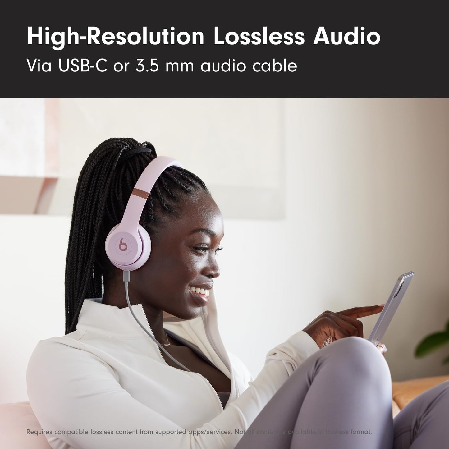 Beats Solo 4 - Wireless Bluetooth On-Ear Headphones, Apple & Android Compatible, Up to 50 Hours of Battery Life - Cloud Pink