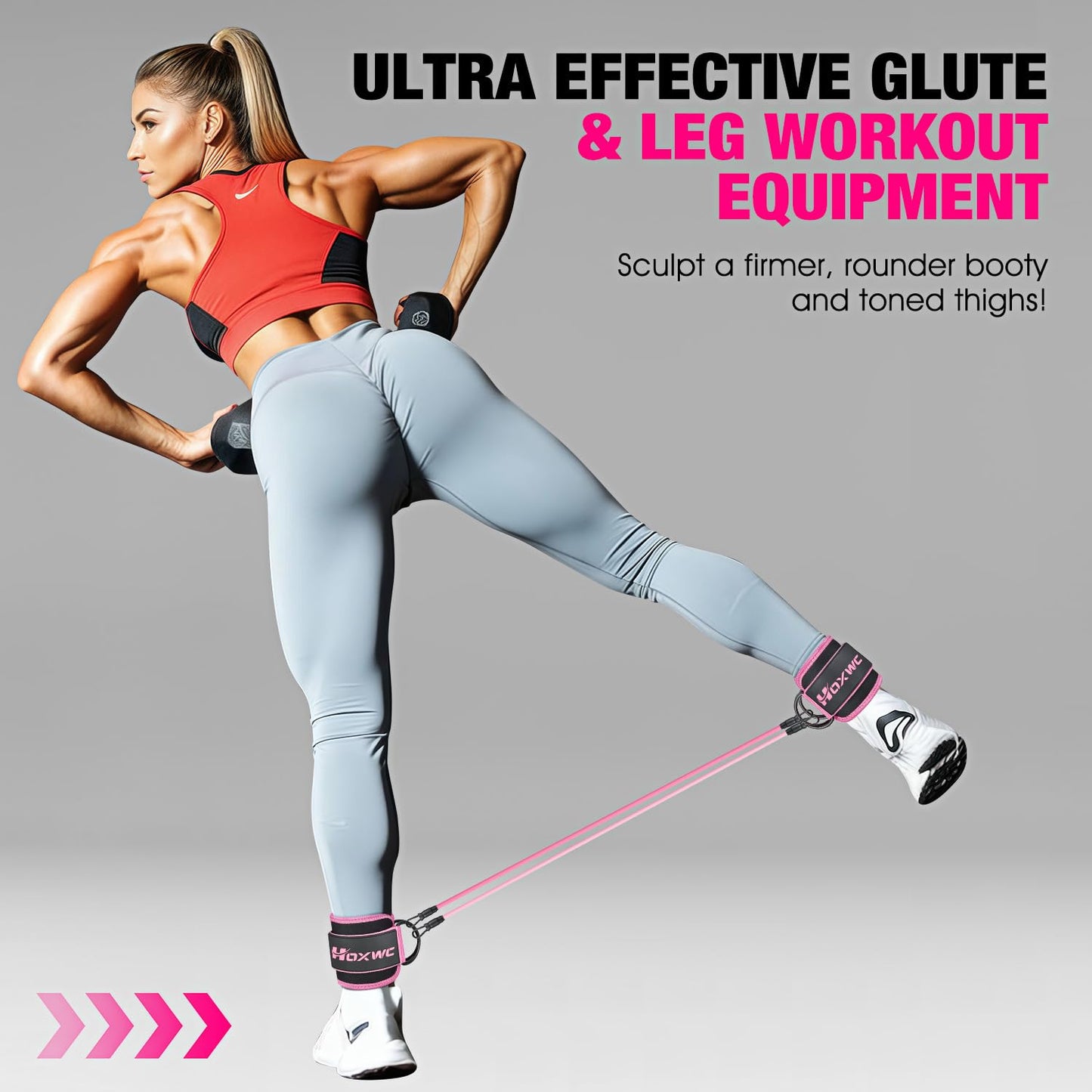 Ankle Resistance Bands with Cuffs, Ankle Bands for Working Out, Ankle Resistance Band for Leg, Booty Workout Equipment for Kickbacks Hip Fitness Training, Exercise Bands for Butt Lift Women