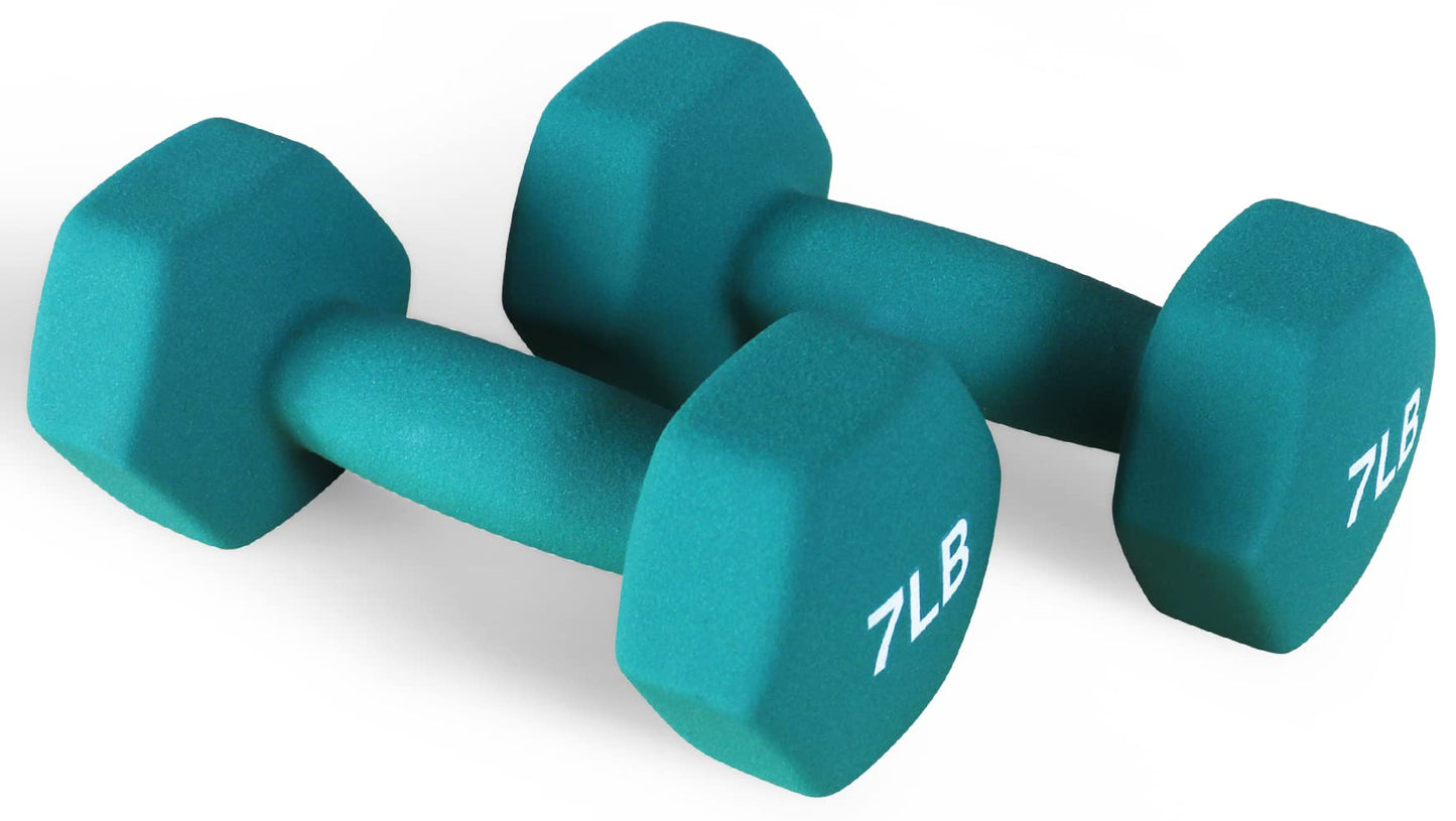 Neoprene Dumbbell Hand Weights, Anti-Slip, Anti-roll, Hex Shape Colorful, Pair or Set with Stand