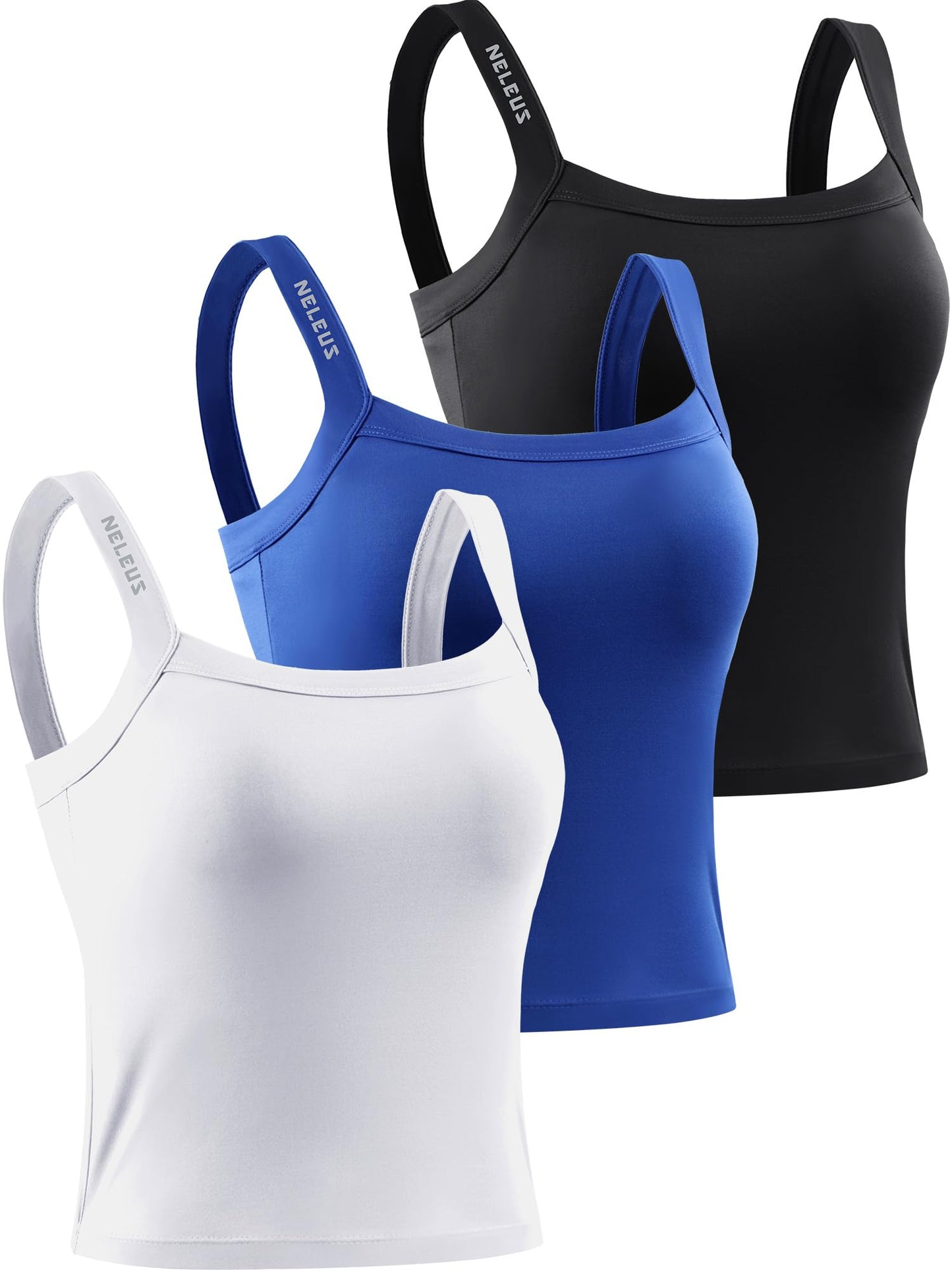 NELEUS Women's 3 Pack Athletic Compression Tank Top with Sport Bra Running Shirt