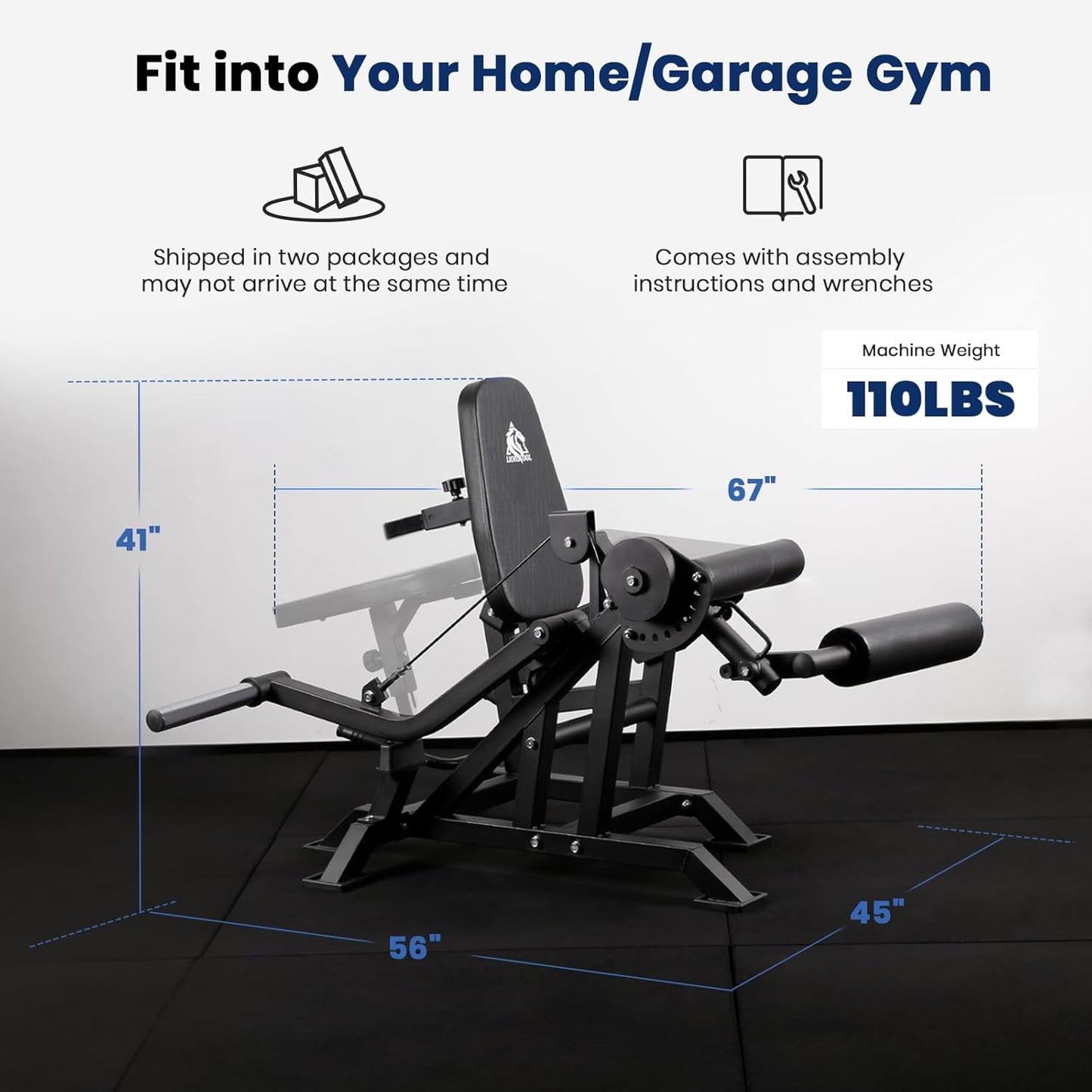 LIONSCOOL Leg Extension & Lying Leg Curl Machine V3.0, Adjustable Seated and Prone Lower Body Exercise Bench in Commercial Grade, Cable Operated Plate Loadable Leg Rotation Machine for Home Garage Gym