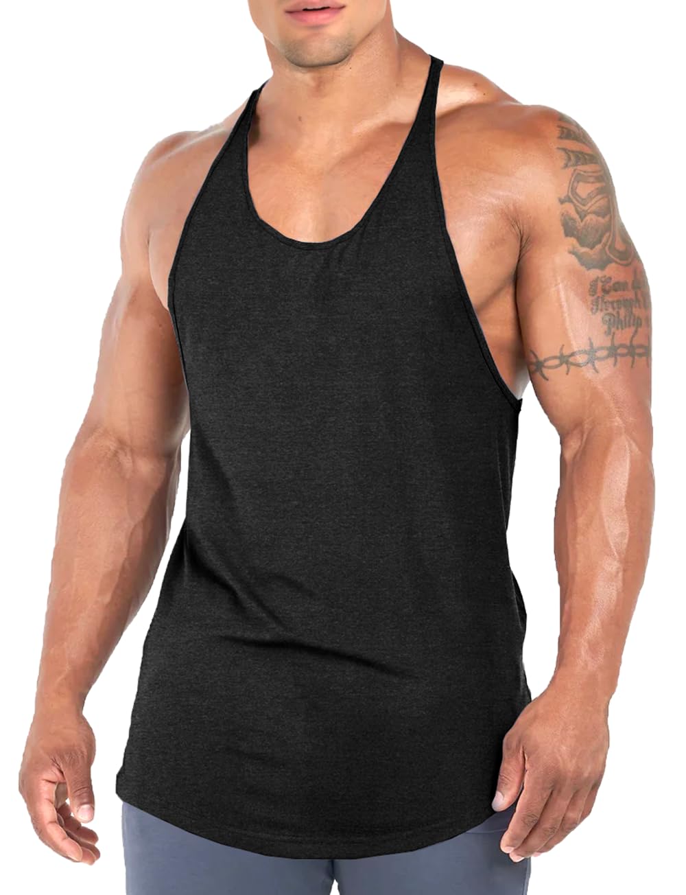 Men's Bodybuilding Stringer Tank Tops Workout Gym Shirt Y-Back Muscle Fitness Athletic Stretch Quick Dry Top