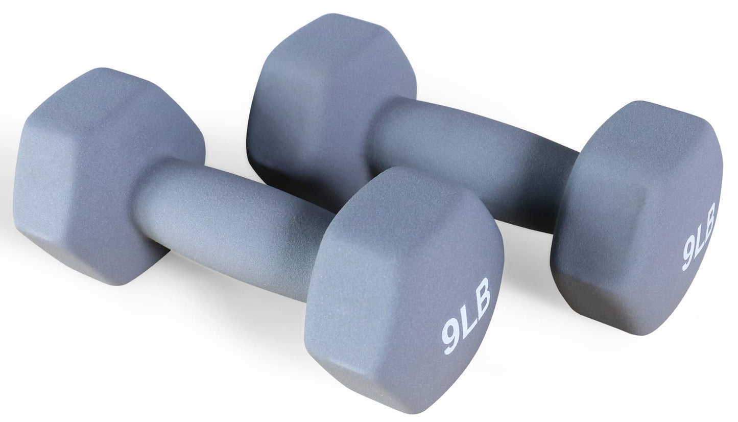 Neoprene Dumbbell Hand Weights, Anti-Slip, Anti-roll, Hex Shape Colorful, Pair or Set with Stand