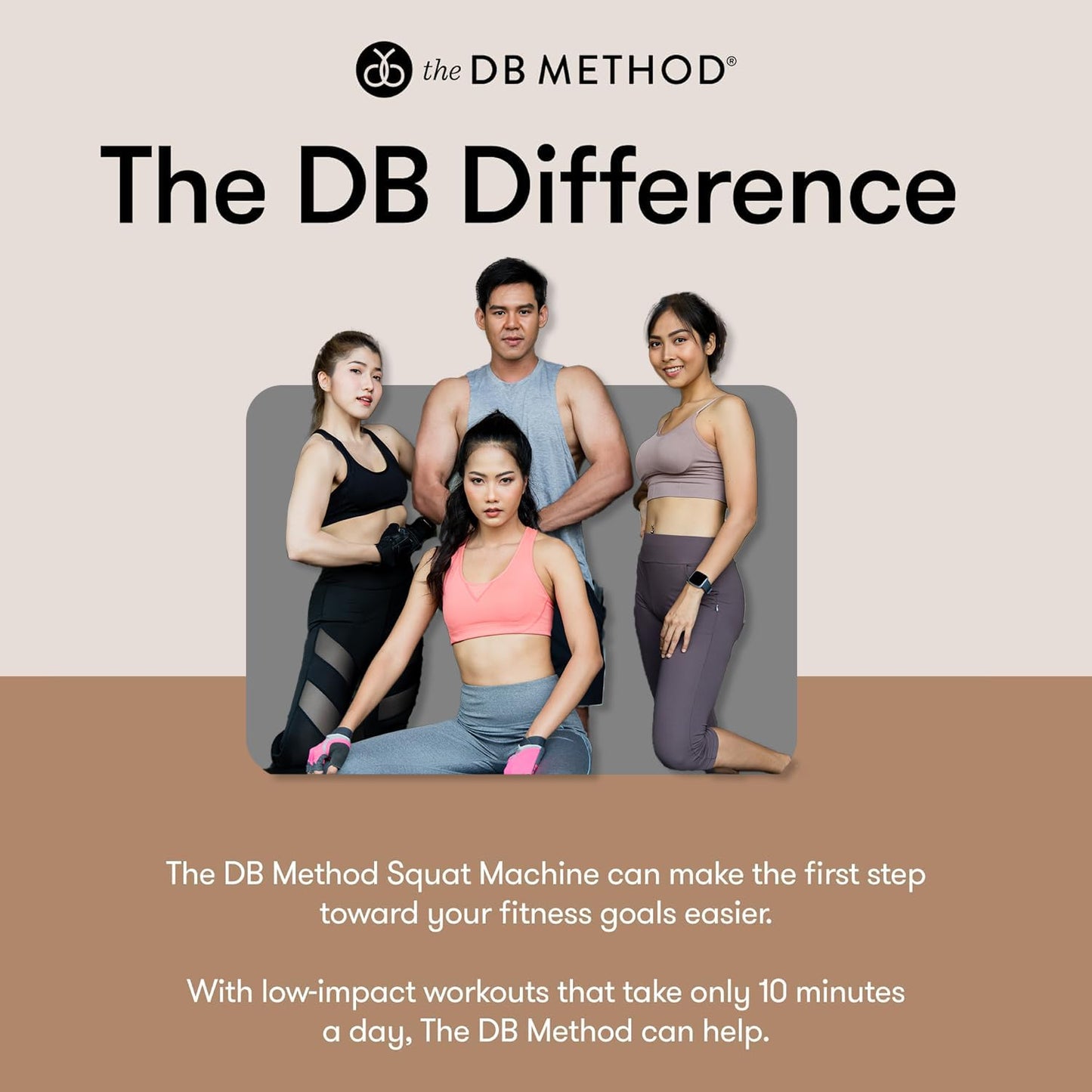 The DB Method Squat Machine, Workout Equipment for Home Gym, Exercise Leg and Glutes, Low Impact Lower Body Fitness Workouts, Training for Total-Body, Easy Setup, Foldable for Storage