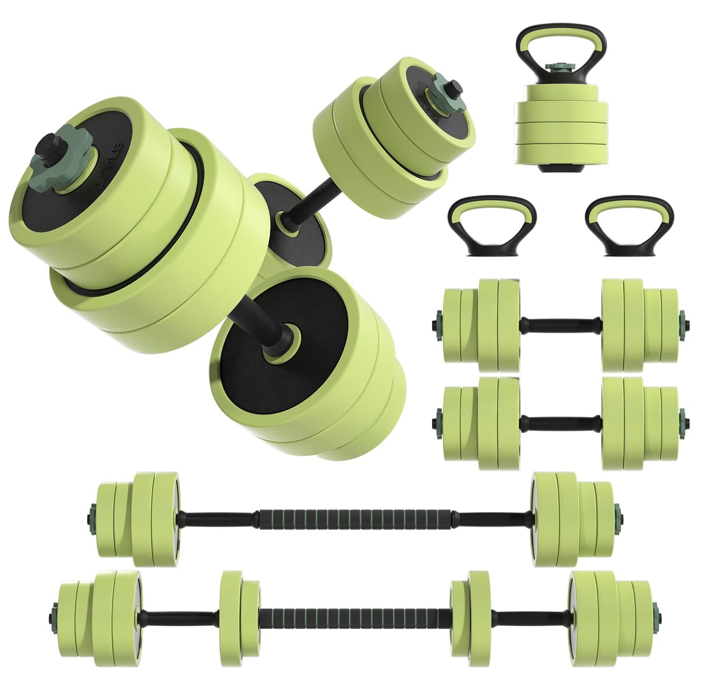 Adjustable Dumbbell Set 22/42/62LBS, 4-in-1 Free Weight Dumbbell Set Used as Kettlebell, Barbell, Dumbbell & Push-Up Stand, Iron Sand Weights Dumbbells with Connector for Home Gym