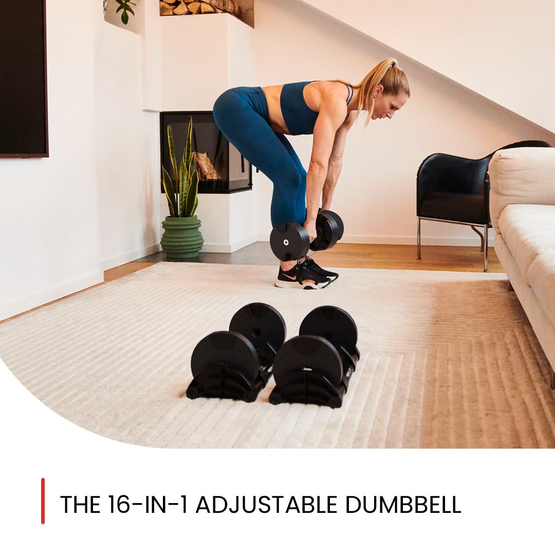 NUOBELL Adjustable Dumbbells Pair 5-80 lbs: the Adjustable Dumbbell Set and Free Weight Set to Replace 16 Sets of Dumbells. Add Nuobell Weights Dumbbells Set to Your Home Gym for Weight Bench and Dumbbell Bench Press Exercise.