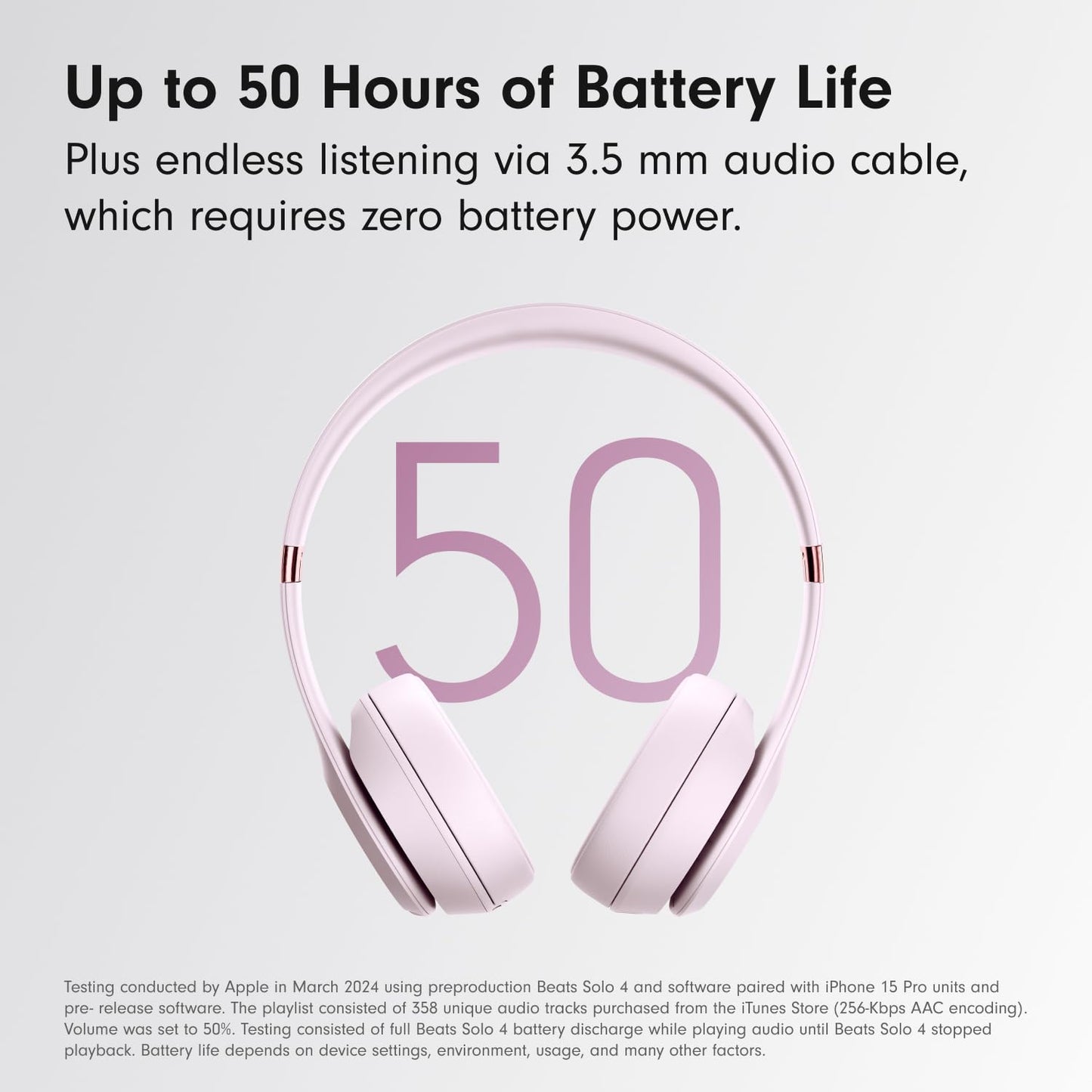 Beats Solo 4 - Wireless Bluetooth On-Ear Headphones, Apple & Android Compatible, Up to 50 Hours of Battery Life - Cloud Pink