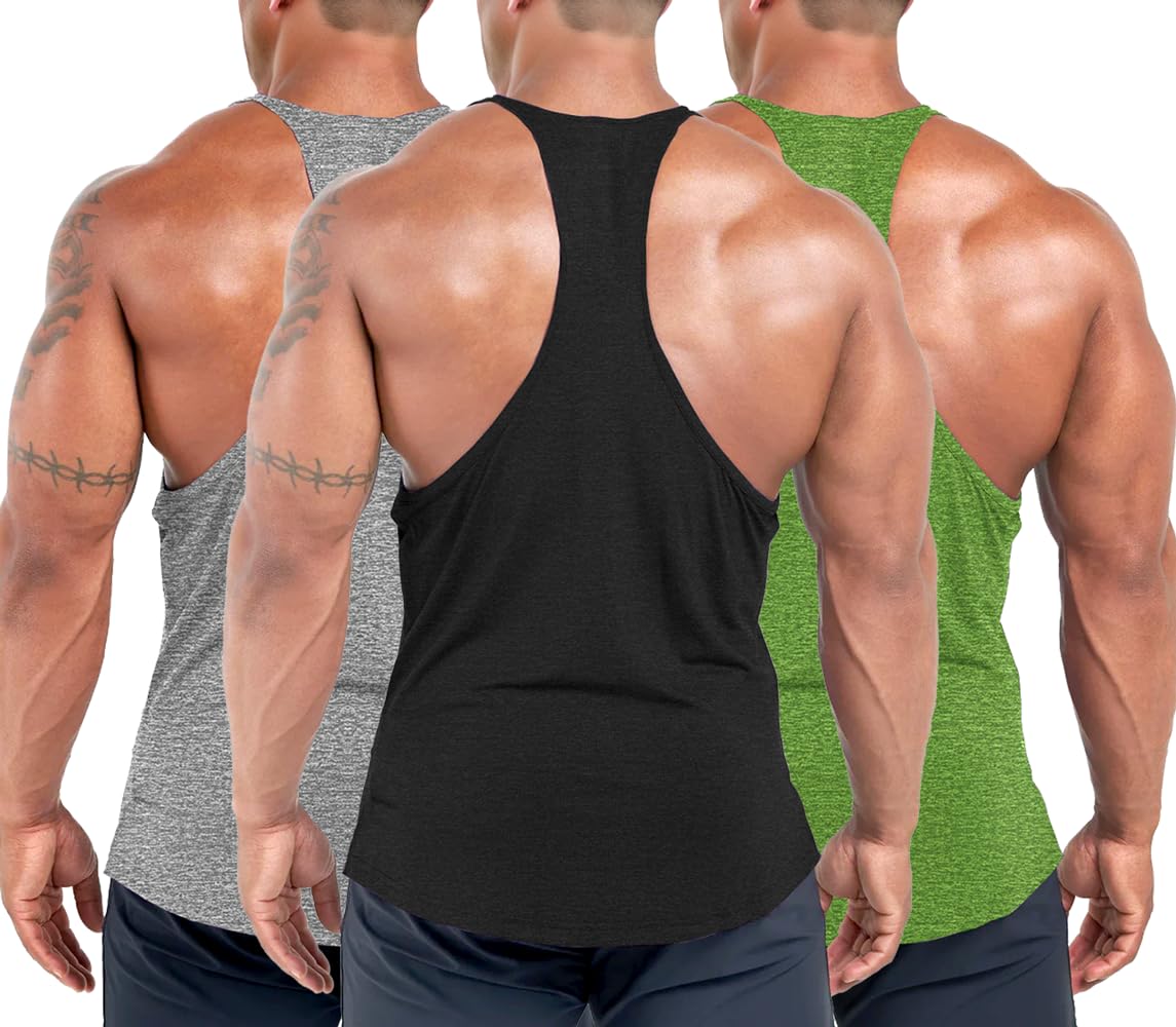 Men's Bodybuilding Stringer Tank Tops Workout Gym Shirt Y-Back Muscle Fitness Athletic Stretch Quick Dry Top