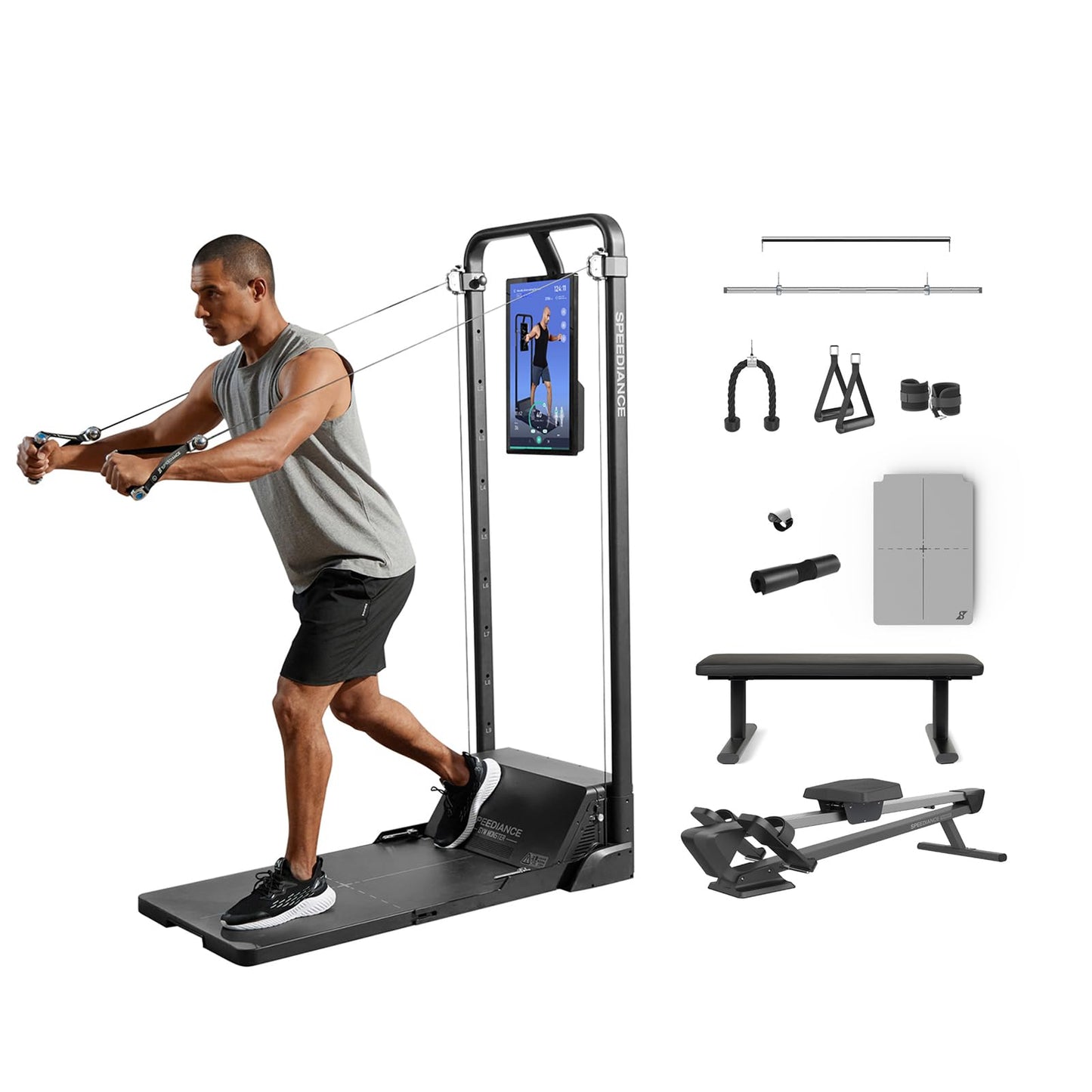 Smart Home Gym System, Gym Monster Multifunctional Smith Machine Home Gym Power Cage, All-in-one Cable Machine for Home Workout, Full Body Strength Training Fitness Exercise Machine