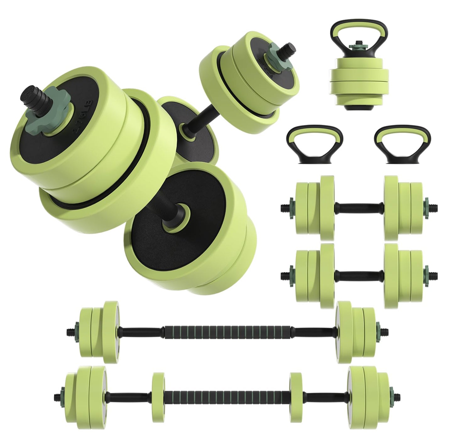 Adjustable Dumbbell Set 22/42/62LBS, 4-in-1 Free Weight Dumbbell Set Used as Kettlebell, Barbell, Dumbbell & Push-Up Stand, Iron Sand Weights Dumbbells with Connector for Home Gym