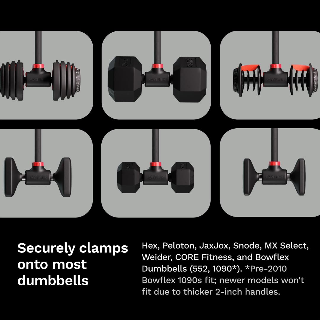 Jayflex Hyperbell Dumbbell Converter - Convert Dumbbells to Barbell Set and Kettlebell for Home Fitness - Adjustable & Up to 200 lb Capacity Weight Barbell for Weight Lifting