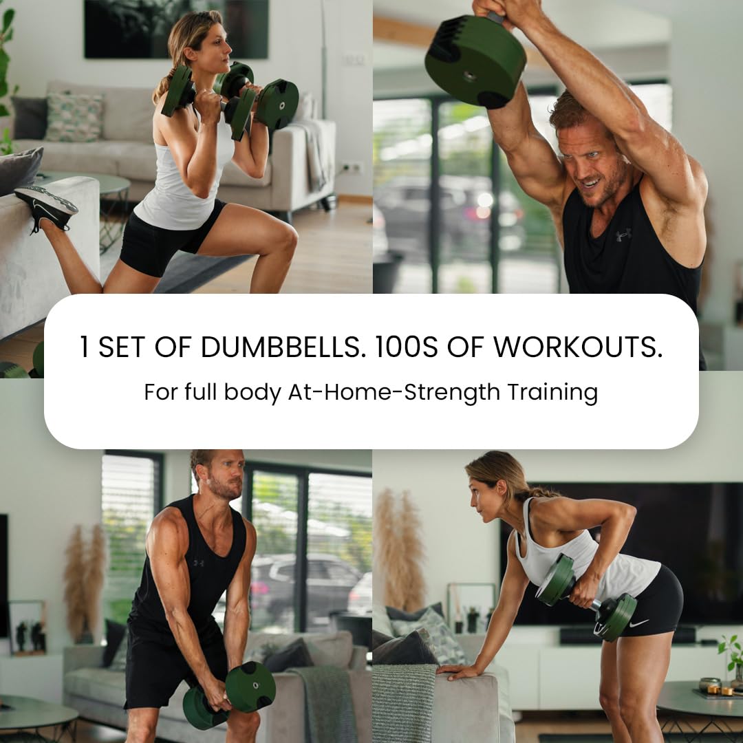 NUOBELL Adjustable Dumbbells Pair 5-80 lbs: the Adjustable Dumbbell Set and Free Weight Set to Replace 16 Sets of Dumbells. Add Nuobell Weights Dumbbells Set to Your Home Gym for Weight Bench and Dumbbell Bench Press Exercise.