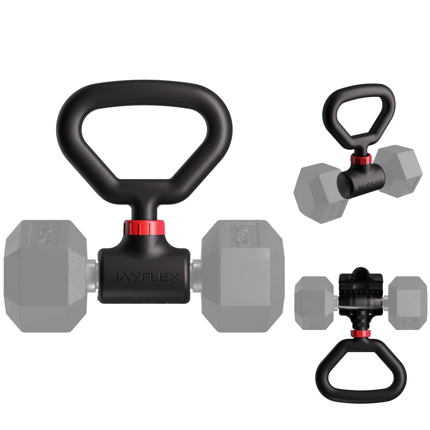 Jayflex Hyperbell Dumbbell Converter - Convert Dumbbells to Barbell Set and Kettlebell for Home Fitness - Adjustable & Up to 200 lb Capacity Weight Barbell for Weight Lifting