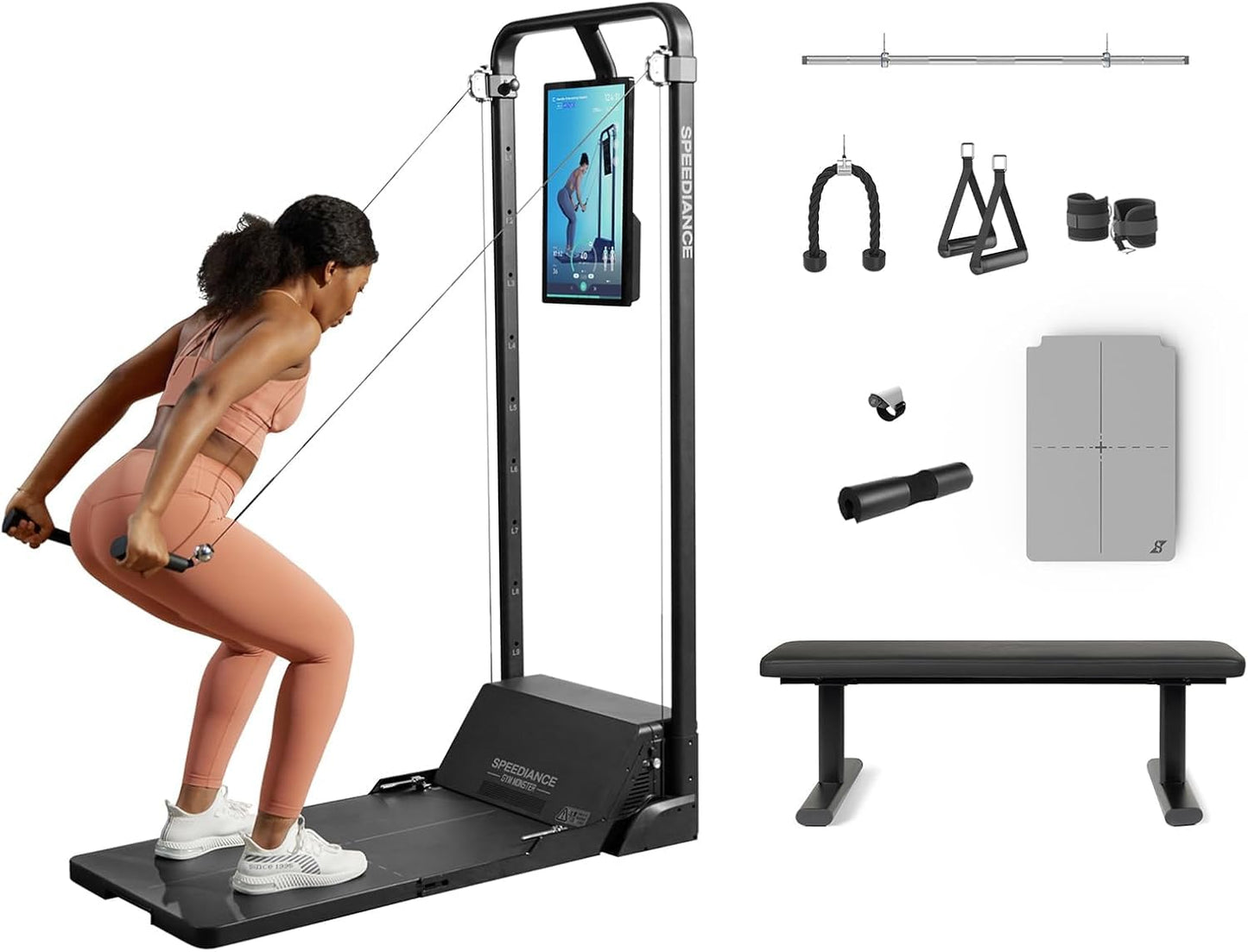 Smart Home Gym System, Gym Monster Multifunctional Smith Machine Home Gym Power Cage, All-in-one Cable Machine for Home Workout, Full Body Strength Training Fitness Exercise Machine