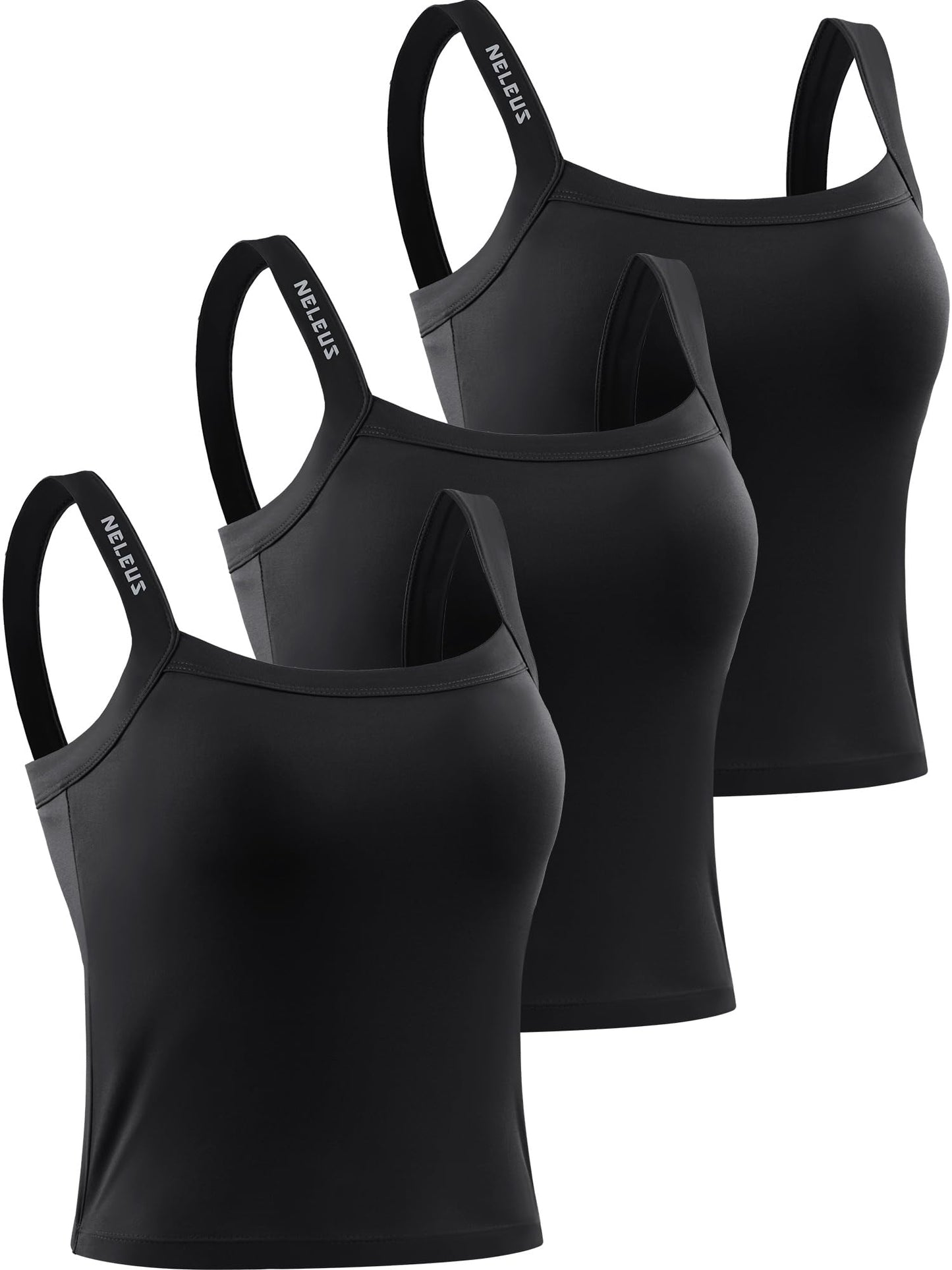 NELEUS Women's 3 Pack Athletic Compression Tank Top with Sport Bra Running Shirt