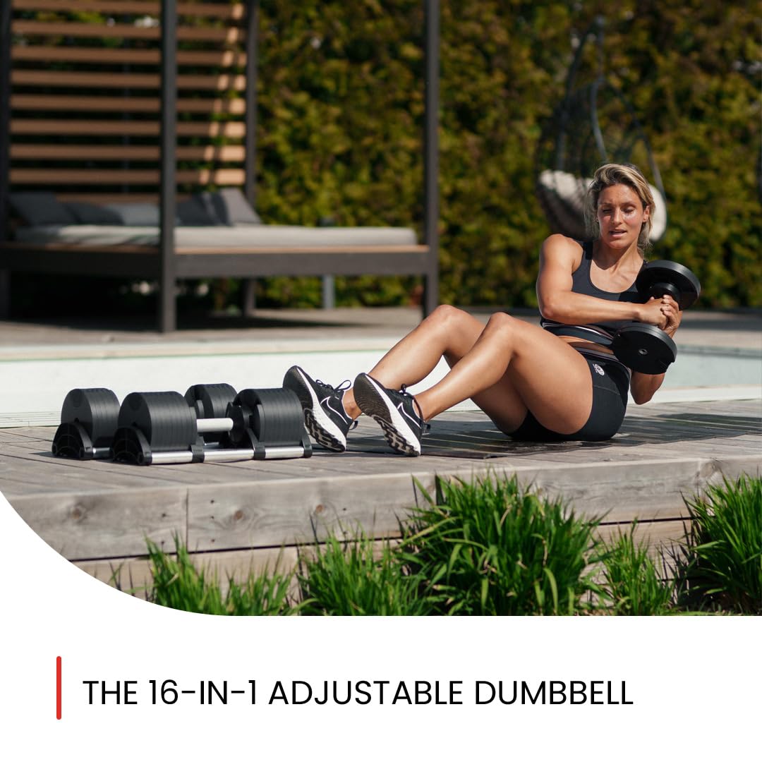 NUOBELL Adjustable Dumbbells Pair 5-80 lbs: the Adjustable Dumbbell Set and Free Weight Set to Replace 16 Sets of Dumbells. Add Nuobell Weights Dumbbells Set to Your Home Gym for Weight Bench and Dumbbell Bench Press Exercise.