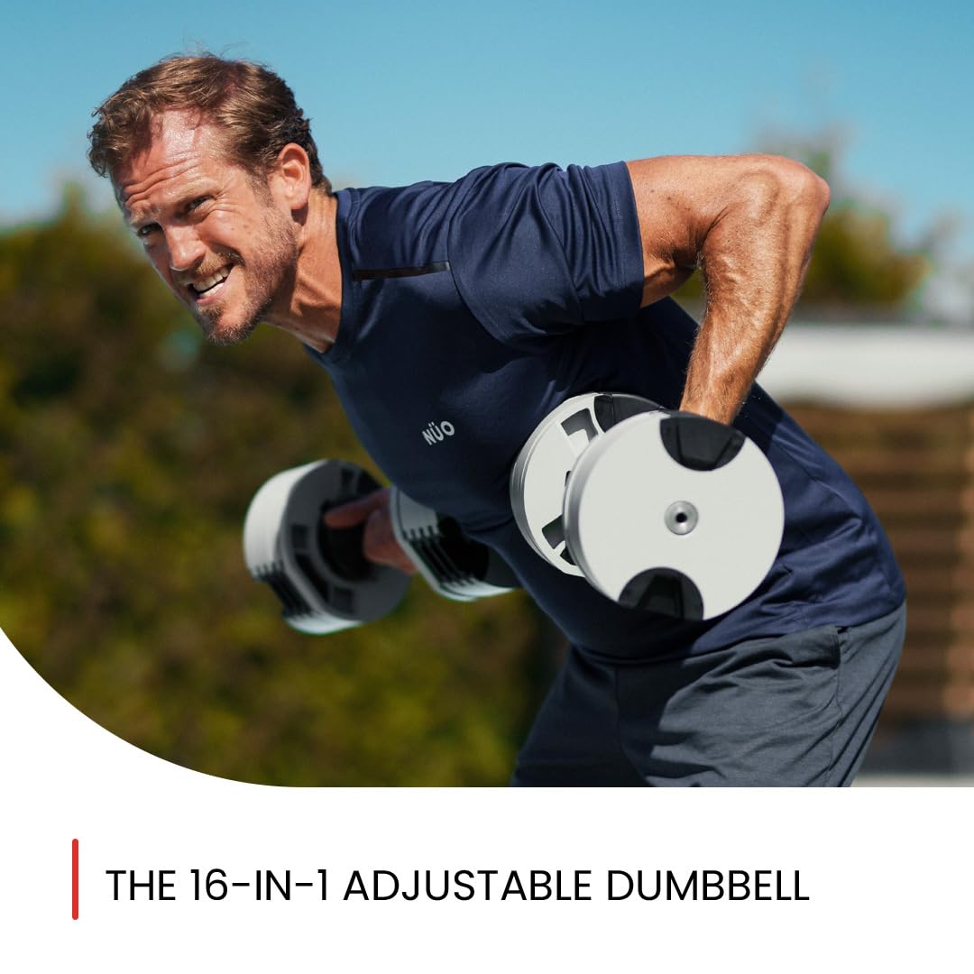 NUOBELL Adjustable Dumbbells Pair 5-80 lbs: the Adjustable Dumbbell Set and Free Weight Set to Replace 16 Sets of Dumbells. Add Nuobell Weights Dumbbells Set to Your Home Gym for Weight Bench and Dumbbell Bench Press Exercise.