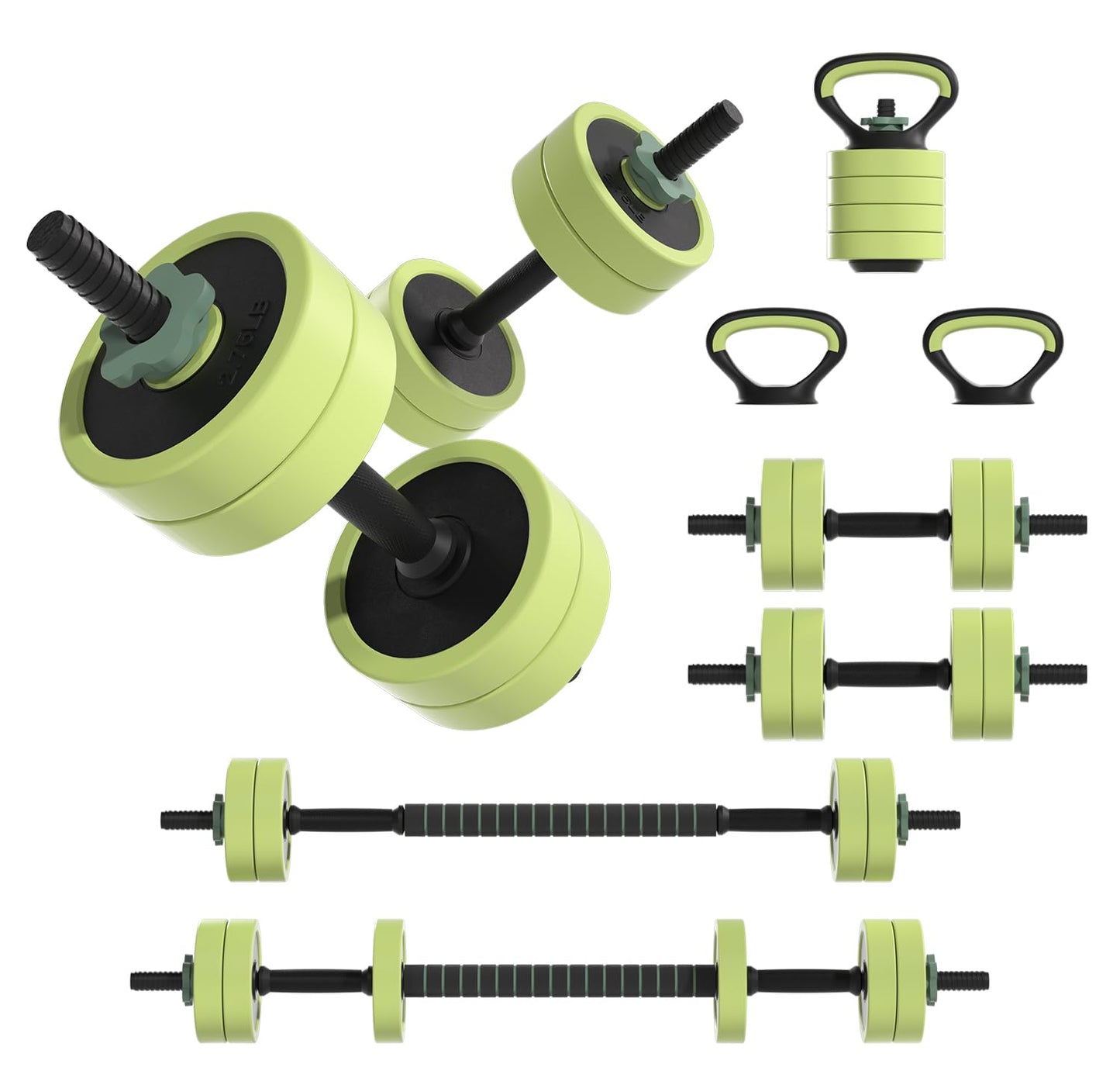 Adjustable Dumbbell Set 22/42/62LBS, 4-in-1 Free Weight Dumbbell Set Used as Kettlebell, Barbell, Dumbbell & Push-Up Stand, Iron Sand Weights Dumbbells with Connector for Home Gym