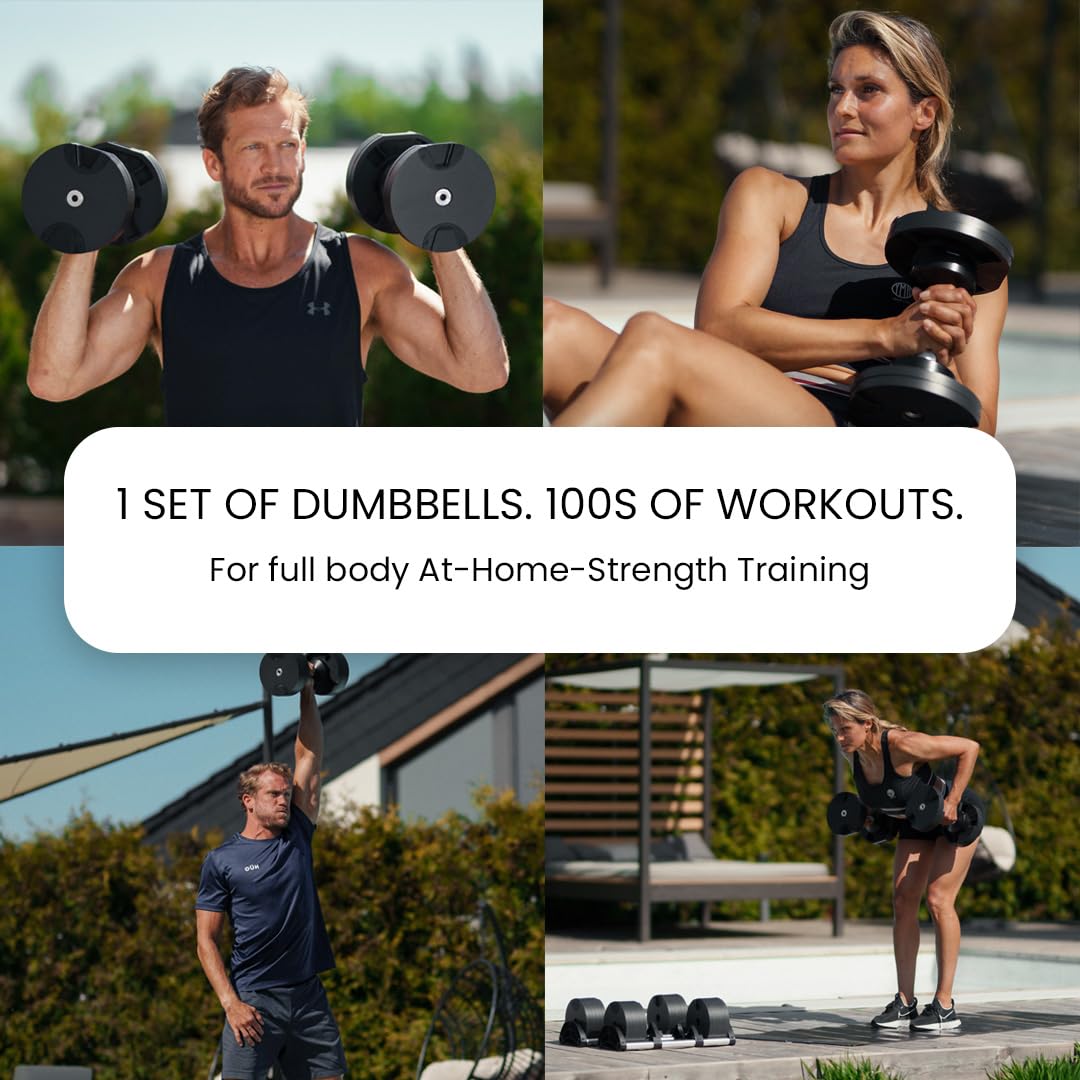 NUOBELL Adjustable Dumbbells Pair 5-80 lbs: the Adjustable Dumbbell Set and Free Weight Set to Replace 16 Sets of Dumbells. Add Nuobell Weights Dumbbells Set to Your Home Gym for Weight Bench and Dumbbell Bench Press Exercise.