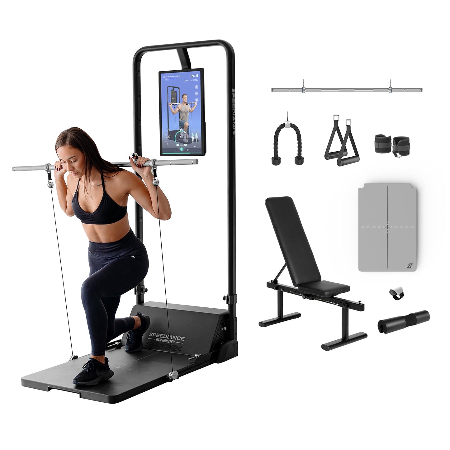 Smart Home Gym System, Gym Monster Multifunctional Smith Machine Home Gym Power Cage, All-in-one Cable Machine for Home Workout, Full Body Strength Training Fitness Exercise Machine