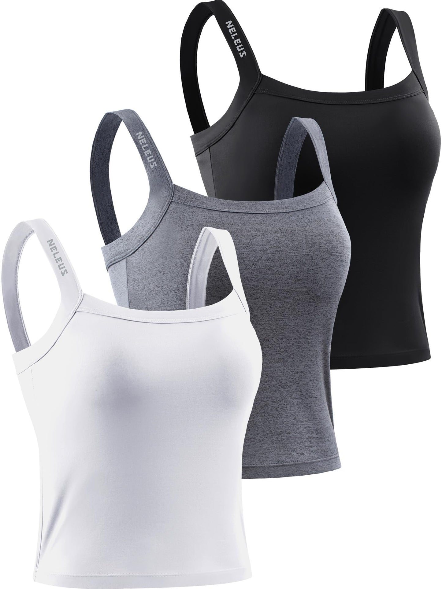 NELEUS Women's 3 Pack Athletic Compression Tank Top with Sport Bra Running Shirt