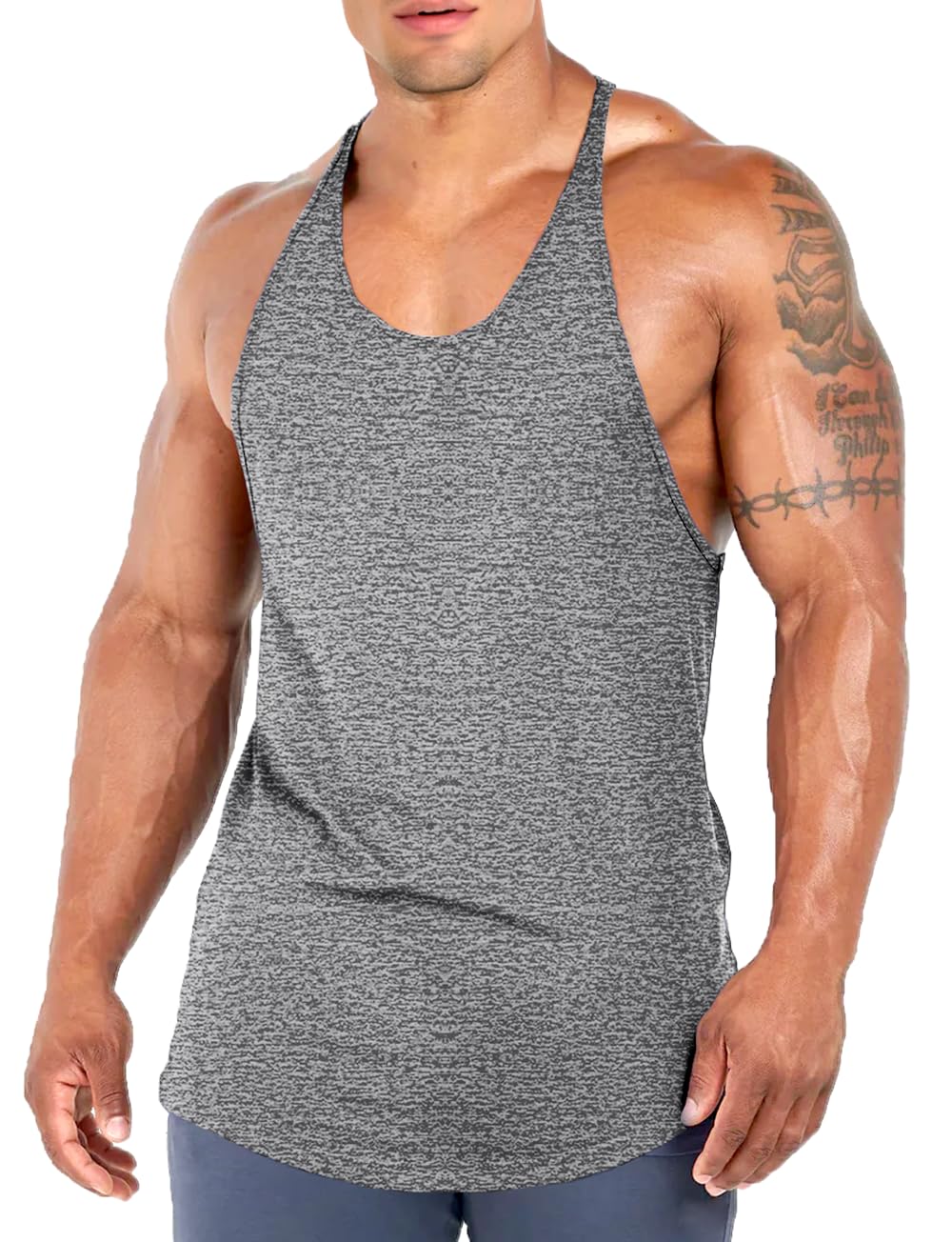 Men's Bodybuilding Stringer Tank Tops Workout Gym Shirt Y-Back Muscle Fitness Athletic Stretch Quick Dry Top