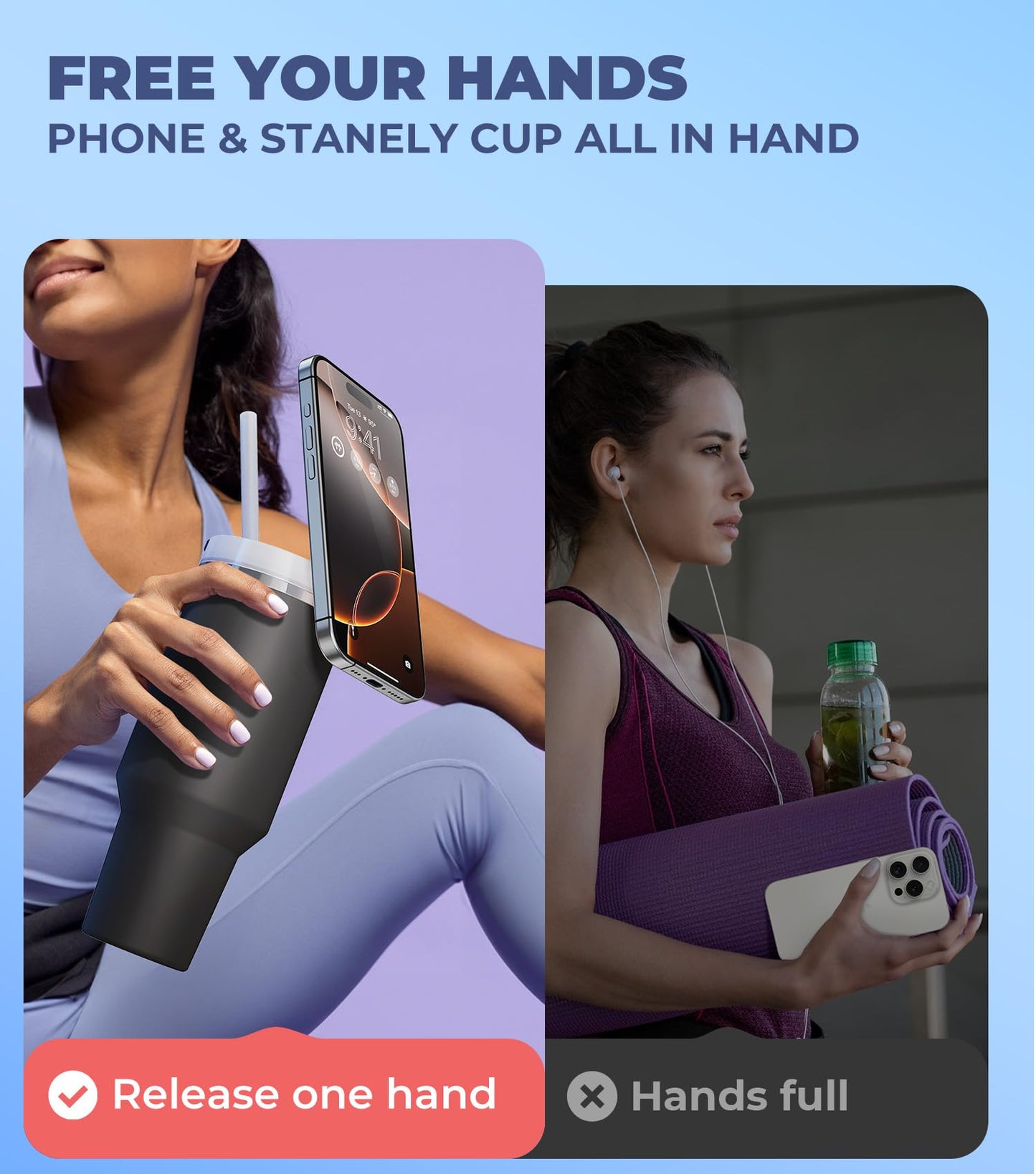 for Stanley Cup Phone Holder with Magnetic Phone Holder for Quencher H2.0 FlowState Tumbler Foldable Stand Water Bottle for Stanley Cup Accessories Hands Free for All Phones Cases