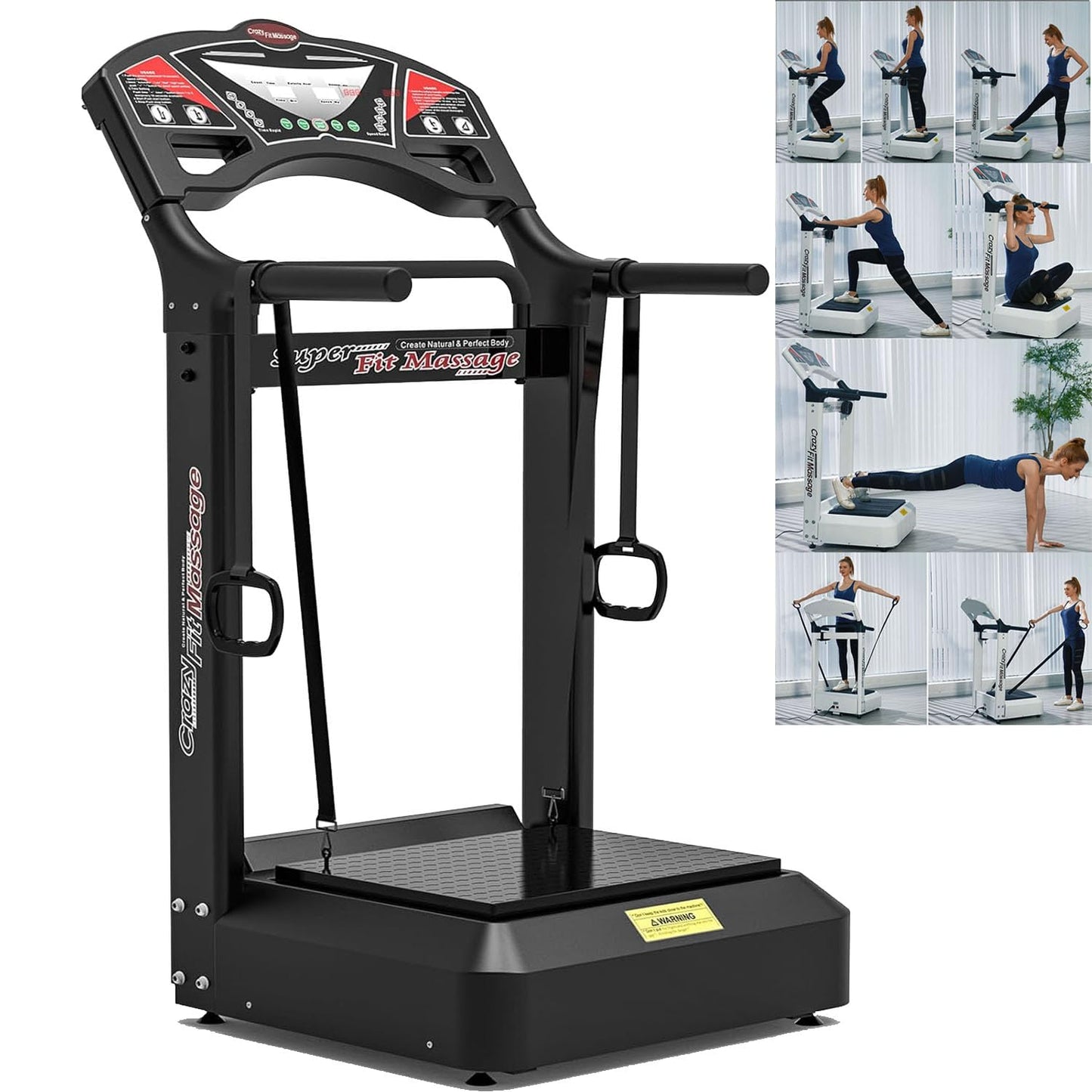 Vibration Platform Exercise Machine, Whole Body Vibration Platform with arm Vibration Straps, Cardio Training Fitness Vibration Equipment for Home Gym Workouts