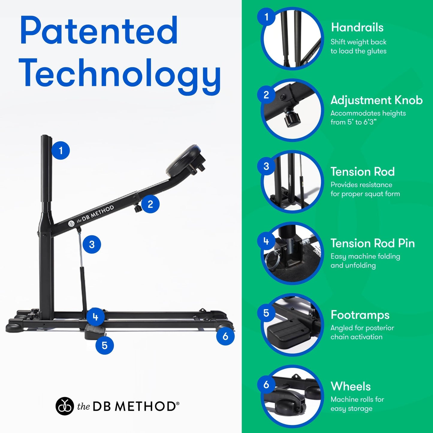 The DB Method Squat Machine, Workout Equipment for Home Gym, Exercise Leg and Glutes, Low Impact Lower Body Fitness Workouts, Training for Total-Body, Easy Setup, Foldable for Storage