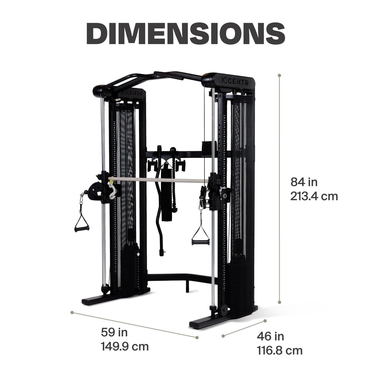 Centr Home Gym Functional Trainer - Multifunctional Cable Machine Home Gym System - Workout Weight Machine for Strength Training - Full Body Compact Exercise & Fitness Equipment Set