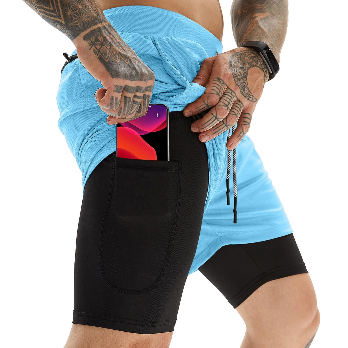 OEBLD Mens Athletic Shorts 2-in-1 Gym Workout Running 7'' Shorts with Towel Loop