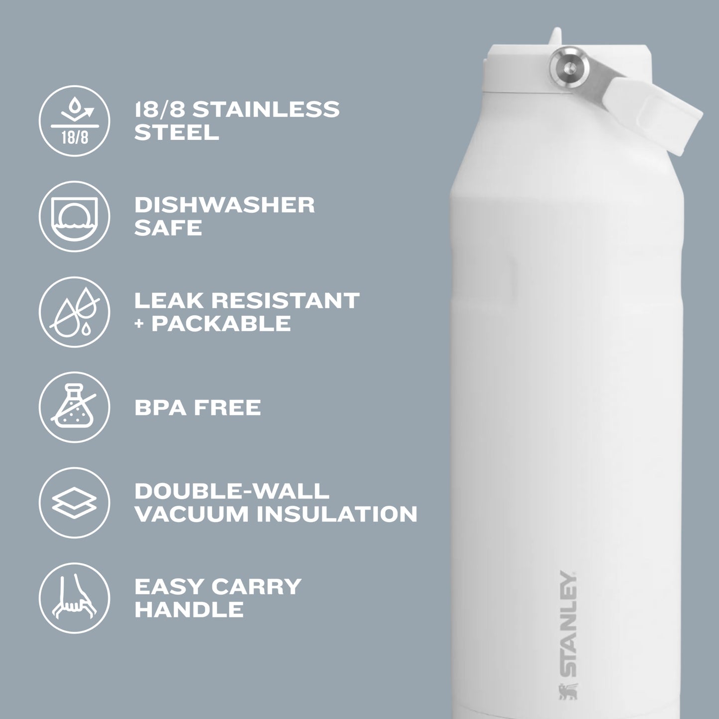 Stanley IceFlow Flip Straw 2.0 Water Bottle 24 OZ | Built-In Straw with Larger Opening | Lightweight & Leak-Resistant | Insulated Stainless Steel | BPA-Free | Lilac