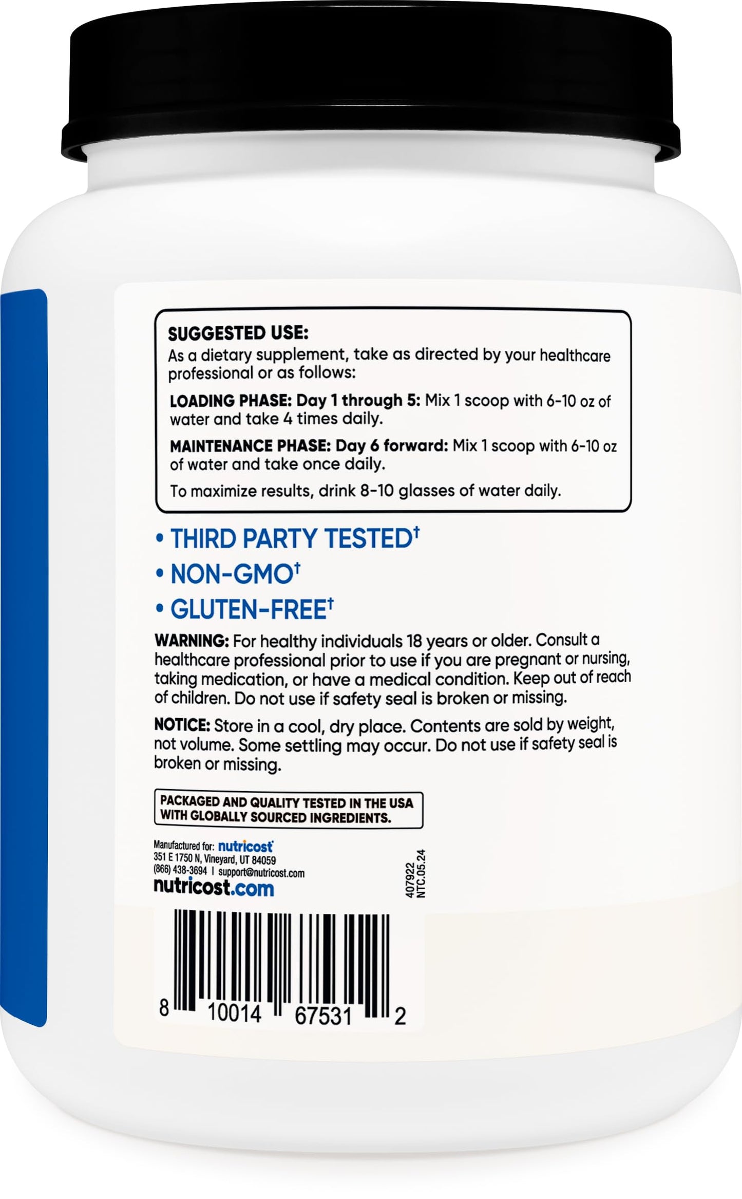 Nutricost Creatine Monohydrate Micronized Powder 500G, 5000mg Per Serv (5g) - 100 Servings, 17.9 Oz