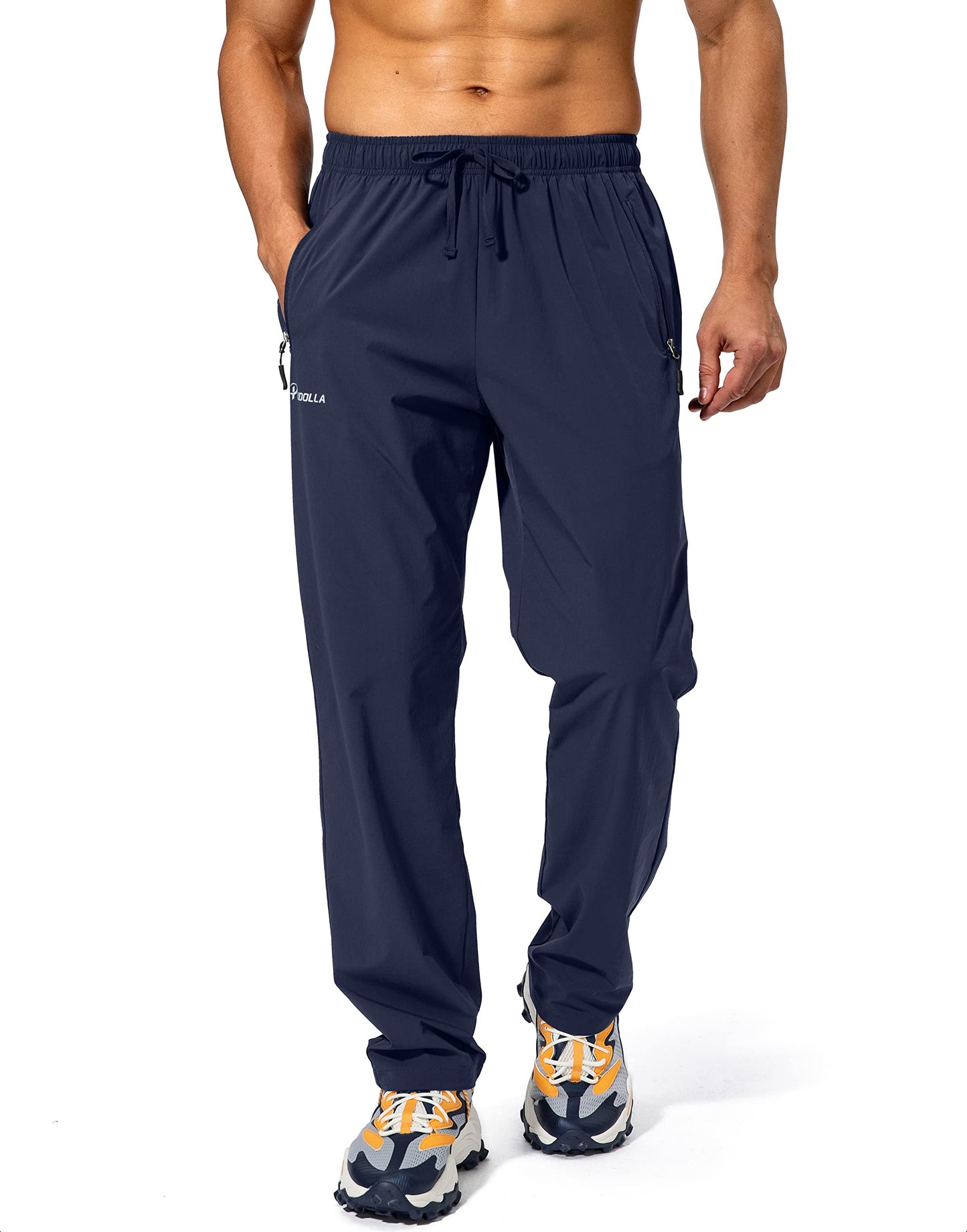 Pudolla Men's Workout Athletic Pants Elastic Waist Jogging Running Pants for Men with Zipper Pockets